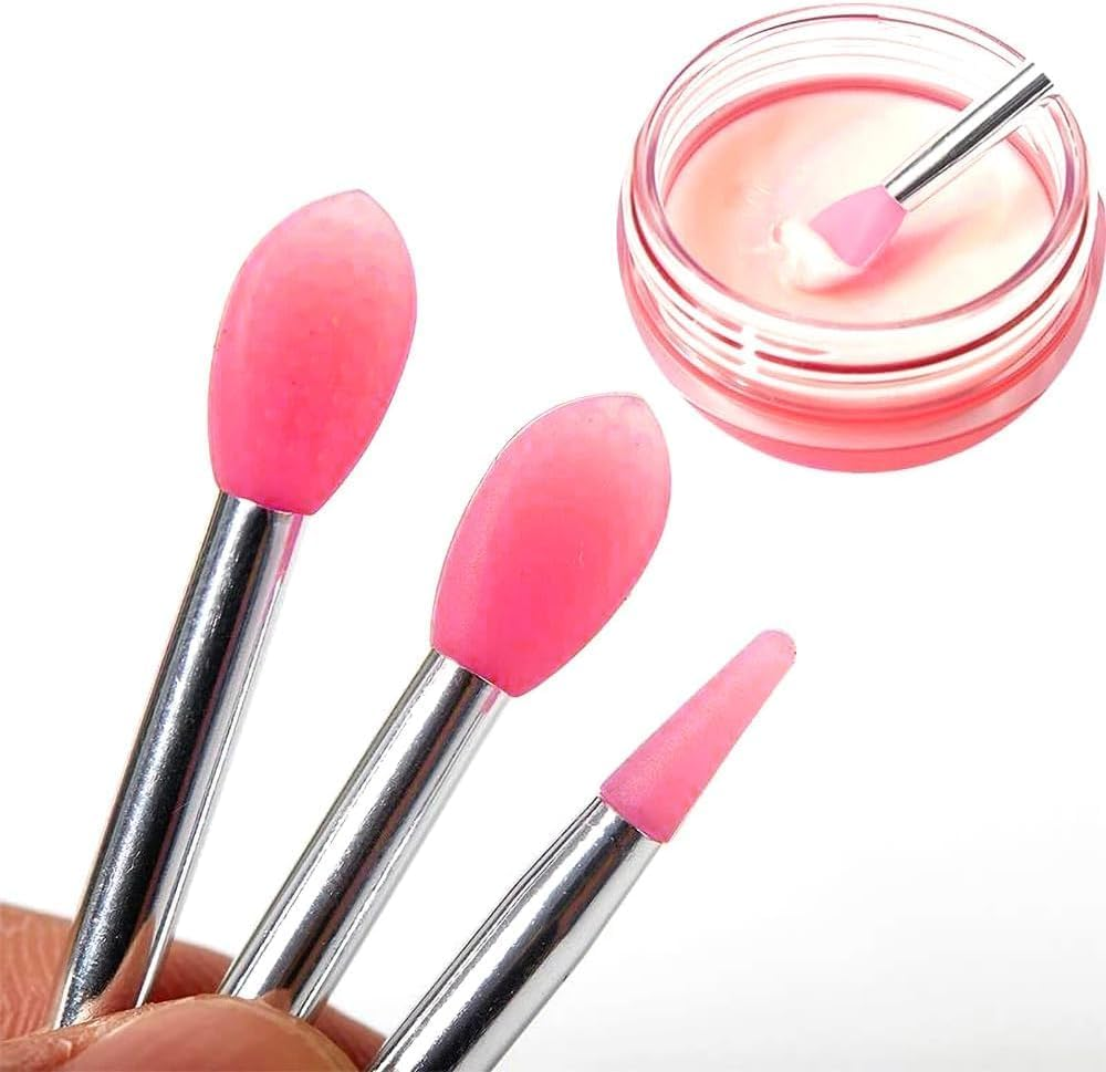 Silicone Lip Brush Makeup Eyebrow Lipstick Brushes Applicator Cosmetic Brush Set Silicone Brushes Wands Fit Balm Mask Oil Pink (10PCS) image number 2