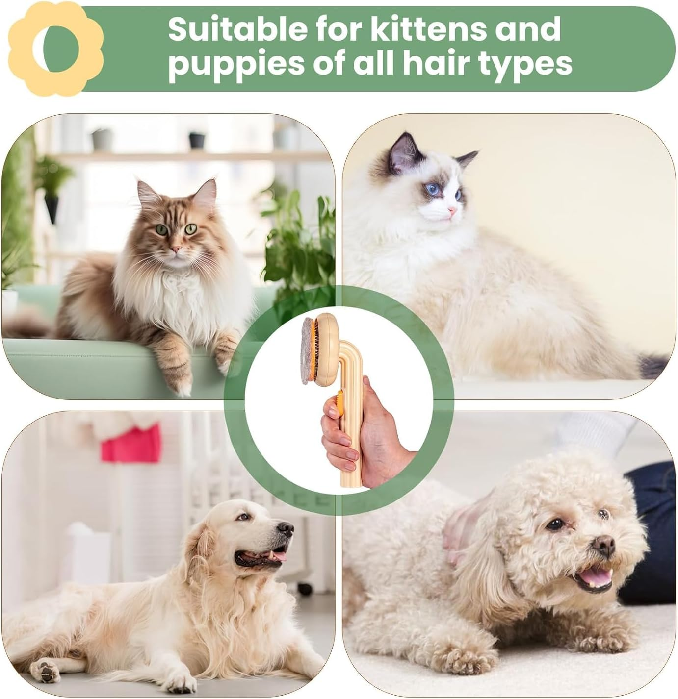 Cat Brush, Dog Brush for Shedding with Release Button, Self Cleaning Cat Comb Hair Brush for Indoor Cats, Dog Deshedding Brush Grooming Kit, Pet Supplies Hair Remover Tool