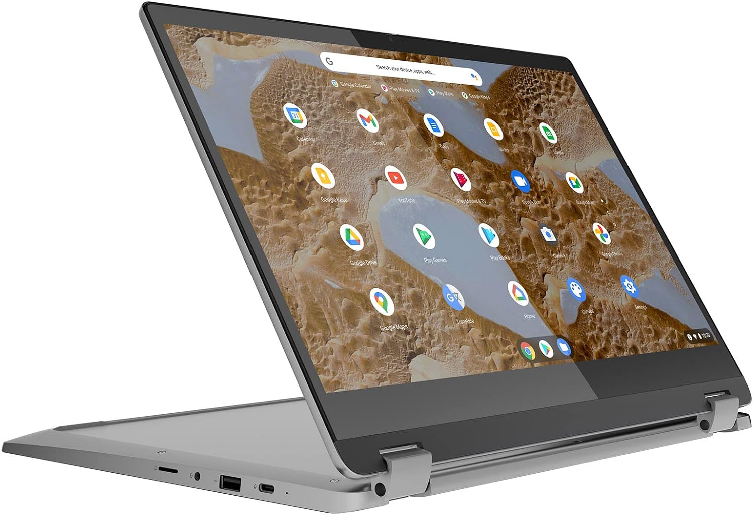 Lenovo Ideapad Flex 3 15.6 Inch Touch Full HD Chromebook, Intel Pentium, 8GB RAM, 128GB SSD, Chrome OS - Arctic Grey Laptop image number 4