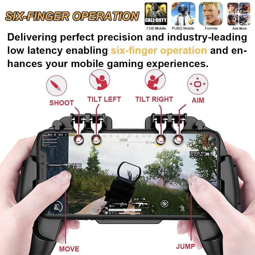 Mikirini Mobile Phone Game Controller with Built-In Battery for Pubg/Call of Duty/Knives Out, Cell Phone L2R2 Gaming Triggers for 4.5-6.5" Iphones/Android Phones image number 2