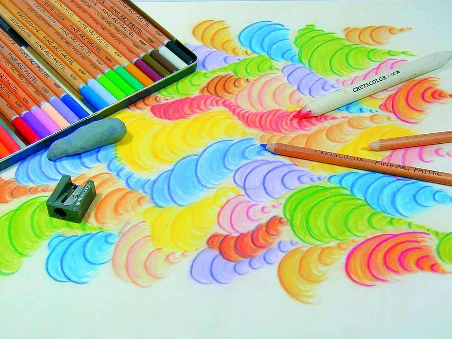 CRETACOLOR Fine Art Pastel Pencils, Tin 72 Assorted Colours 72 STK Multi-Coloured 15-47-072 image number 2