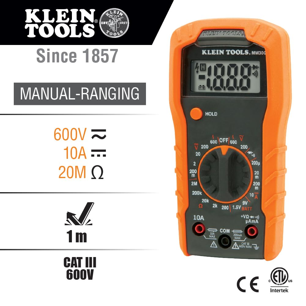 KLEIN TOOLS 600V Manual Ranging Digital Mulimeter, MM300 image number 2