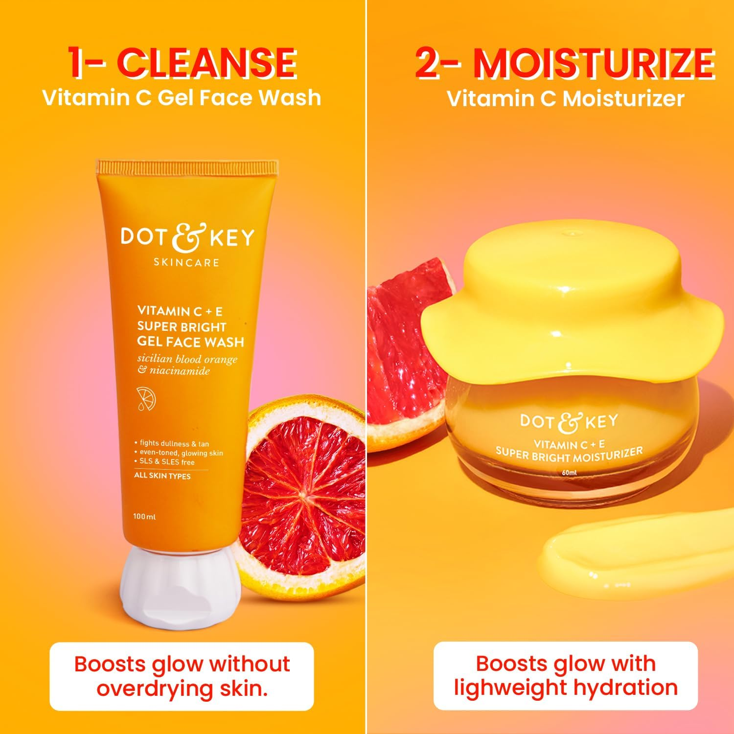 Dot & Key Vitamin C Daily Glow Boosting Skincare Combo (Vitamin C Moisturizer 60Ml & Vitamin C Face Wash) | for Glowing Skin | for All Skin Types | for Women & Men image number 4