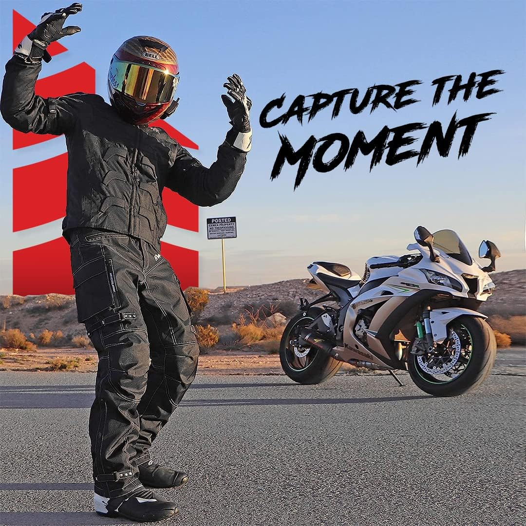 HWK Dual Sport Motorcycle Pants for Men with Water Resistant Cordura Textile Fabric & Impact Protection Armor