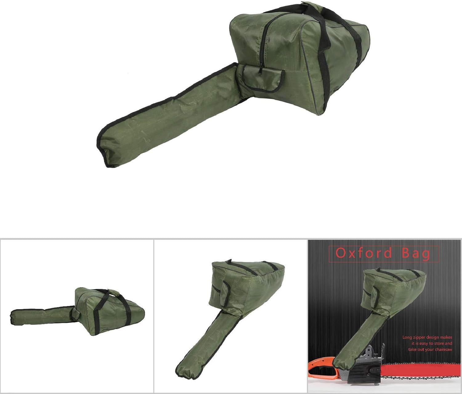 Chainsaw Case, Oxford Cloth Portable Bag Chainsaw Chain Storage Chainsaw Backpack Chain Saw Carrying Bag for Power Tool Accessories Forestry (Army Green) image number 3