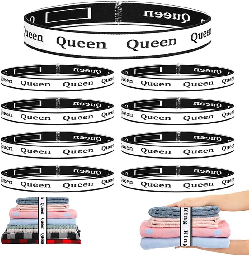 8Pcs Bed Sheet Organizer Bands Sheets Labels for Elastic Bedding Linen Closet Storage Foldable Sheet Set Organizer Sheet Keeper Band image number 3