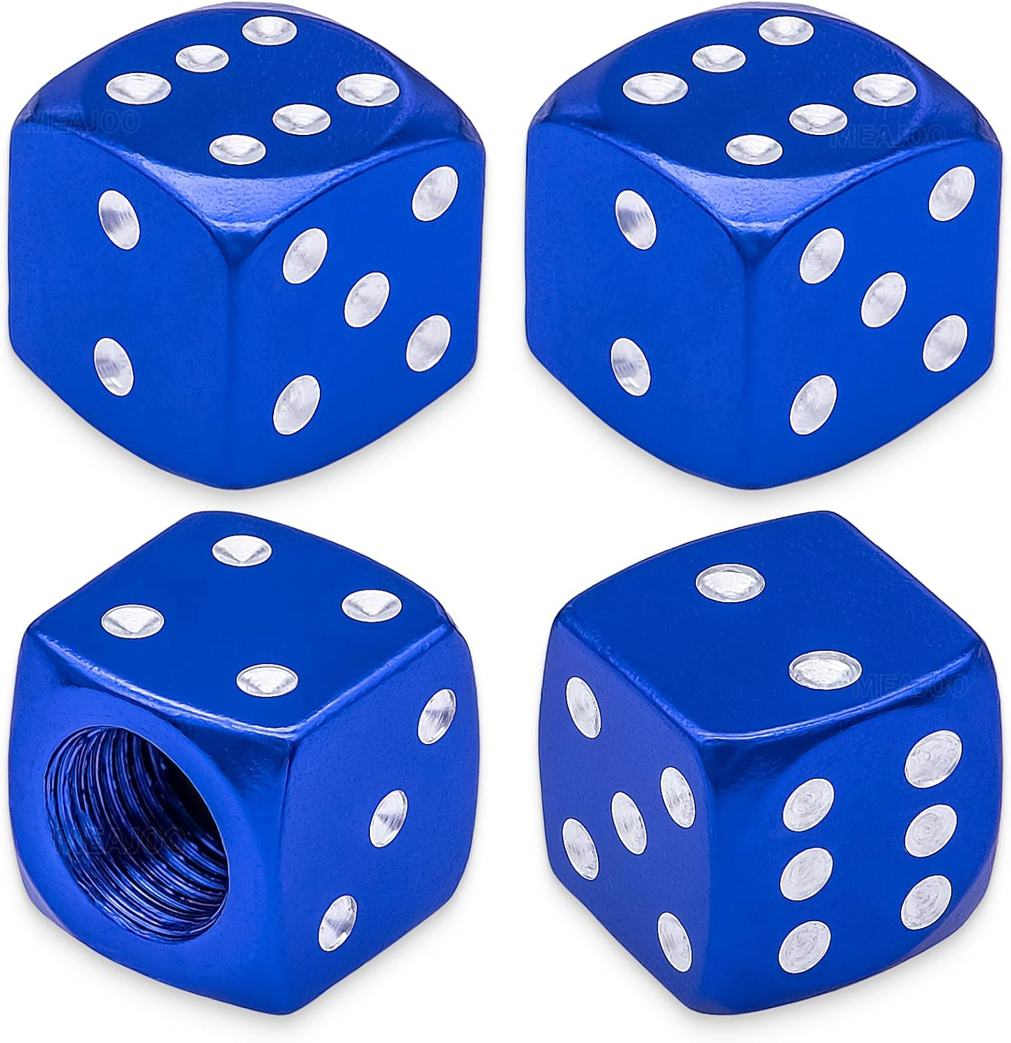 4PCS Dice Style Tire Valve Stem Caps, with O Rubber Ring, Universal Aluminium Alloy Dustproof Tire Valve Stem Covers for Cars, SUV, Trucks, Bikes, Motorcycles, Bicycles(Purple)