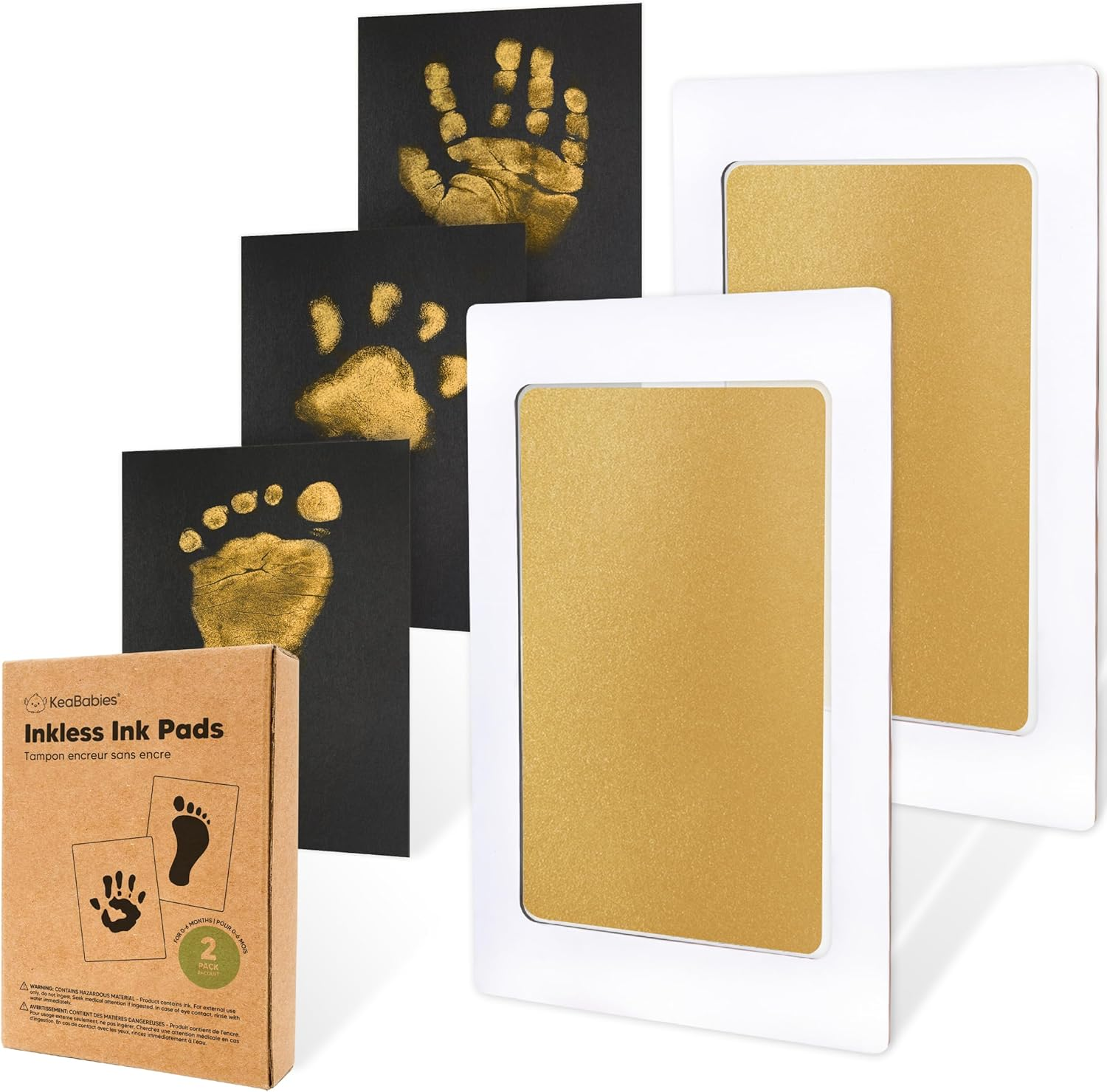 4-Pack Inkless Hand and Footprint Kit - Ink Pad for Baby Hand and Footprints - Dog Paw Print Kit, Dog Nose Print Kit - Baby Footprint Kit, Clean Touch Baby Foot Printing Kit, Handprint Kit (Jet Black)