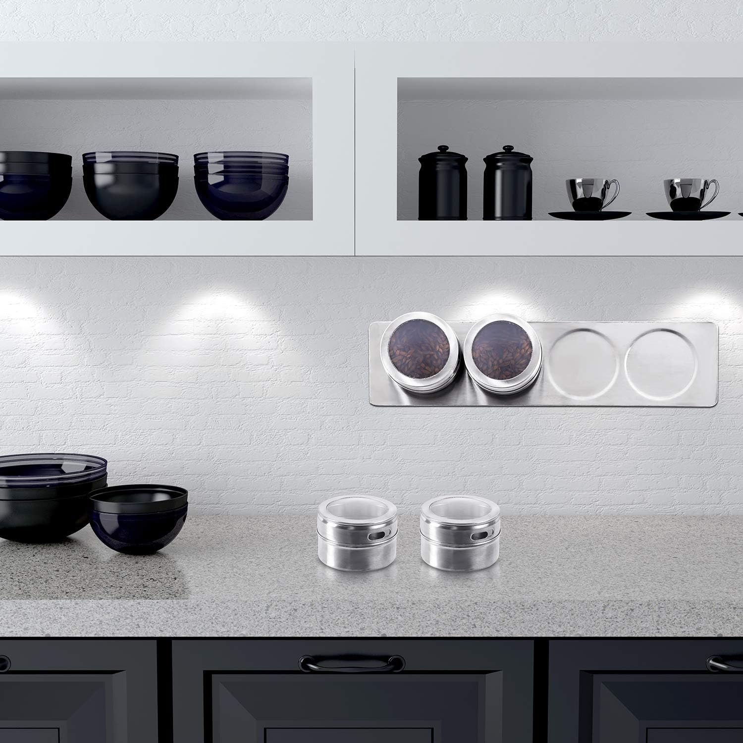 Chengu 3 Pieces Stainless Steel Wall Plate Base Wall Mounted Base for Home Magnetic Spice Jars Supplies Kitchen