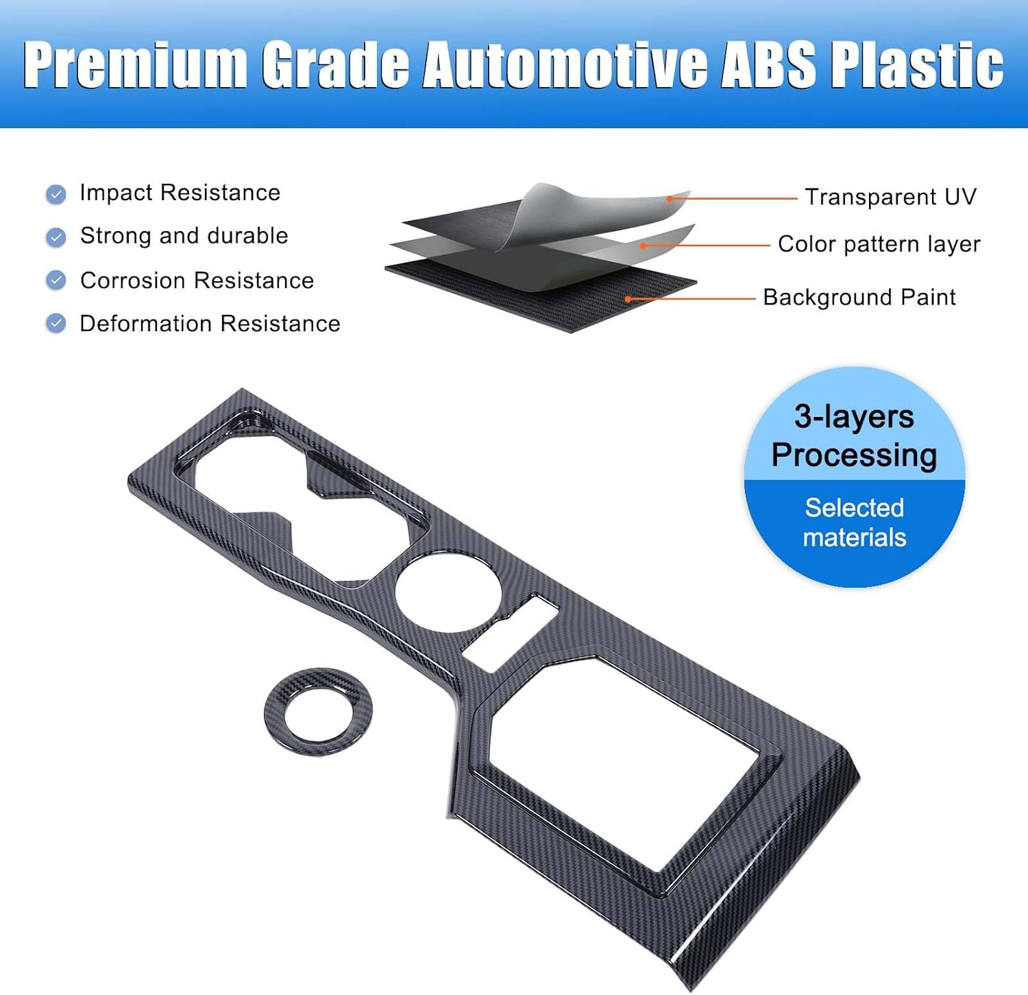 Gear Shift Panel Trim Compatible with Mitsubishi Triton 2024-2025 Accessories, Gear Shift anti Scratch Protector Cover ABS Material, RHD (Carbon Fibre Pattern)