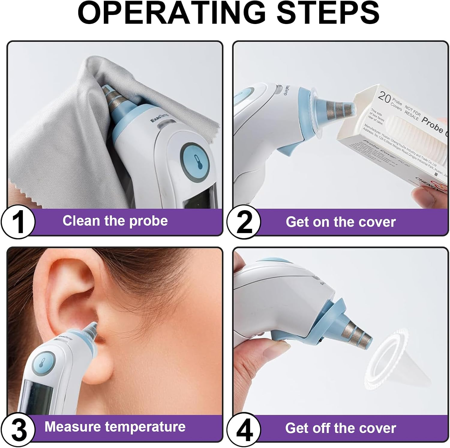 200Pcs Ear Thermometer Probe Covers, Disposable Protective Covers for Adults & Children, Hygienic & Accurate Reading, Suitable for Home, Family Care & Childcare Use image number 5