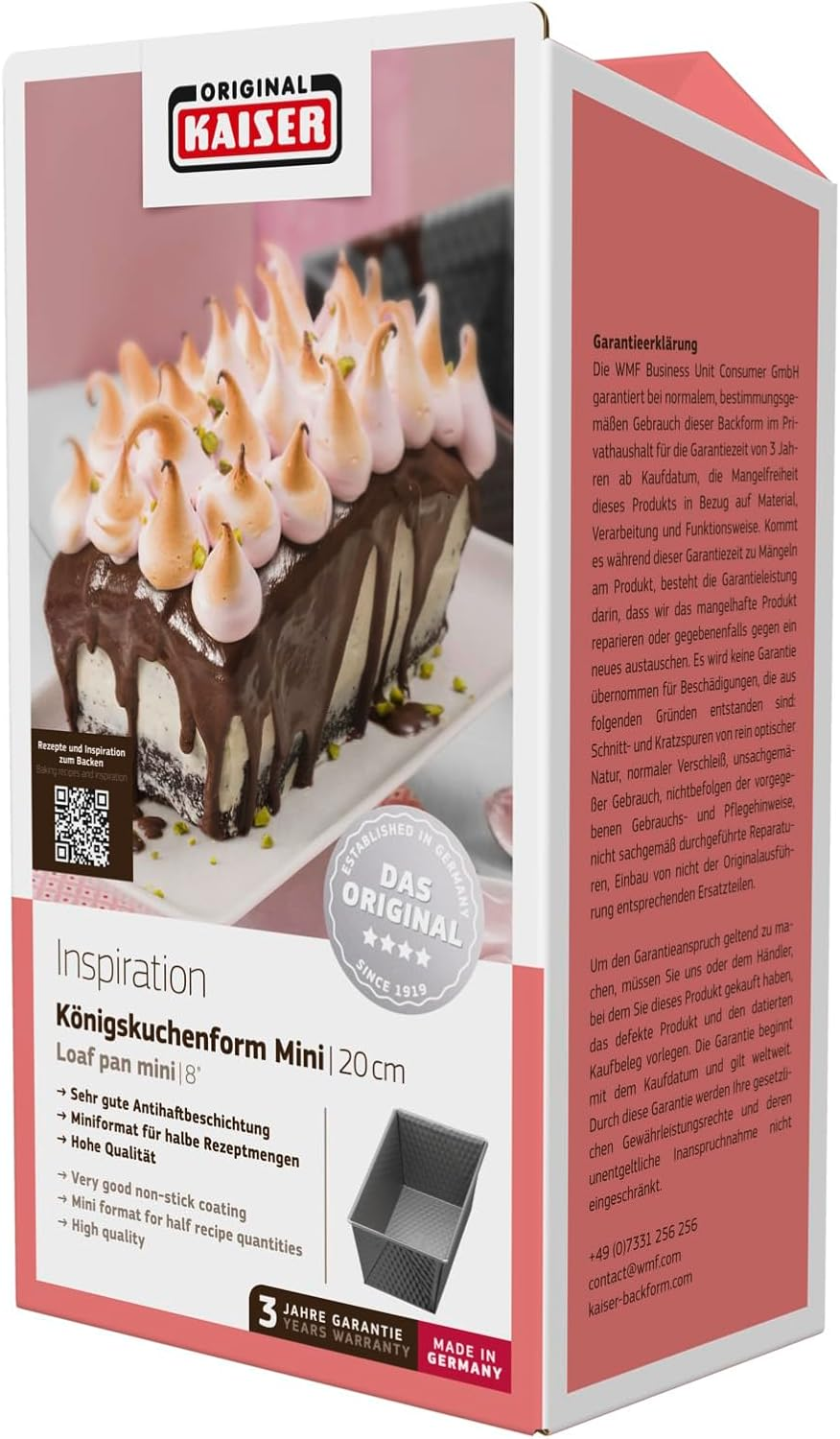 Kaiser Inspiration Loaf Pan, Steel, Black, 20 X 20 X 8 Cm