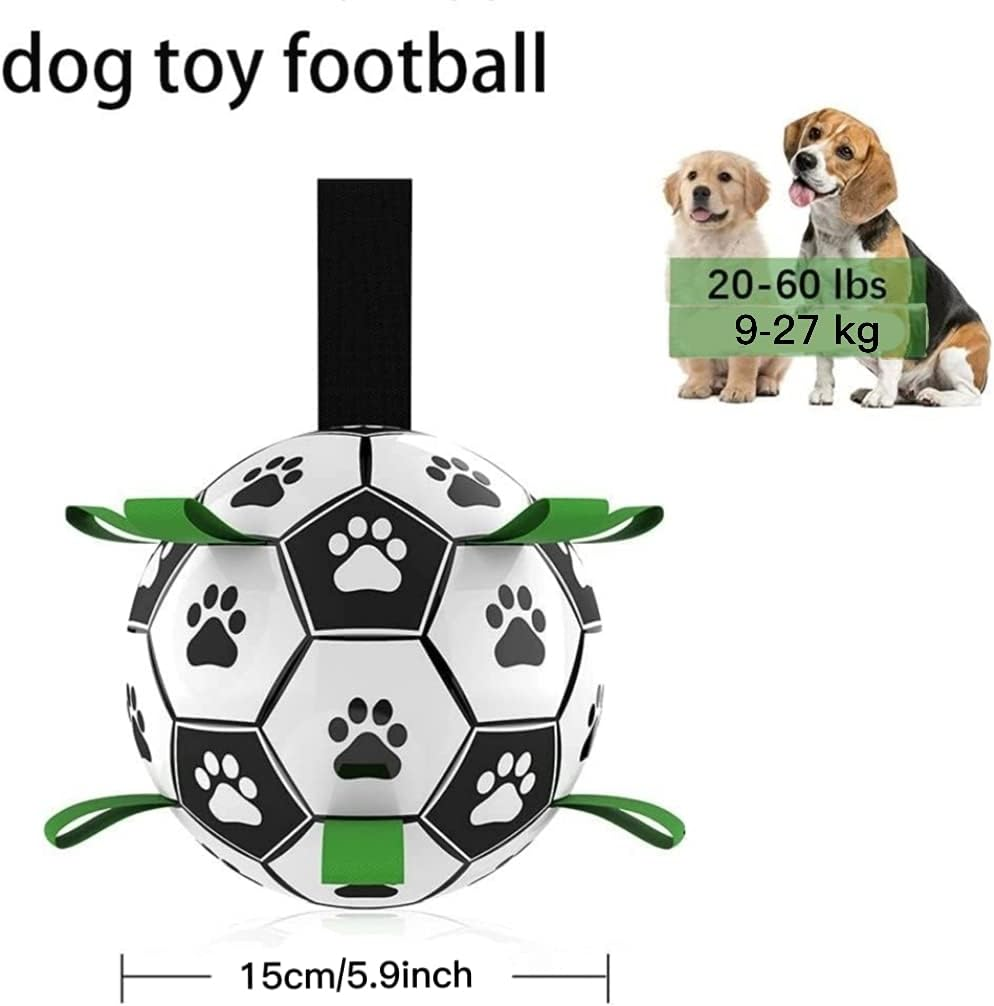 Dog Ropes Toys Soccer Ball with Grab Tabs, Interactive Dog Toys for Tug of War, Puppy Birthday Gifts, Dog Tug Toy, Dog Water Toy, Durable Dog Balls for Medium & Large Dogs (Medium) image number 4