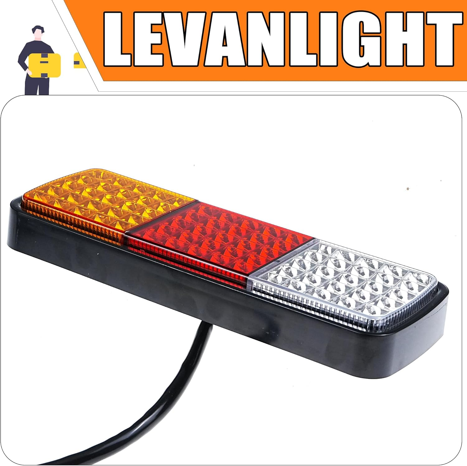 LEVANLIGHT 2Pcs 75 LED Tail Lights Stop Reverse Indicator Heavy Duty Tail Lights Stop, Brake, Reverse & Turn Signals for Ute, Trailer, Caravan, Truck, Boat (12V Waterproof, Easy Install)