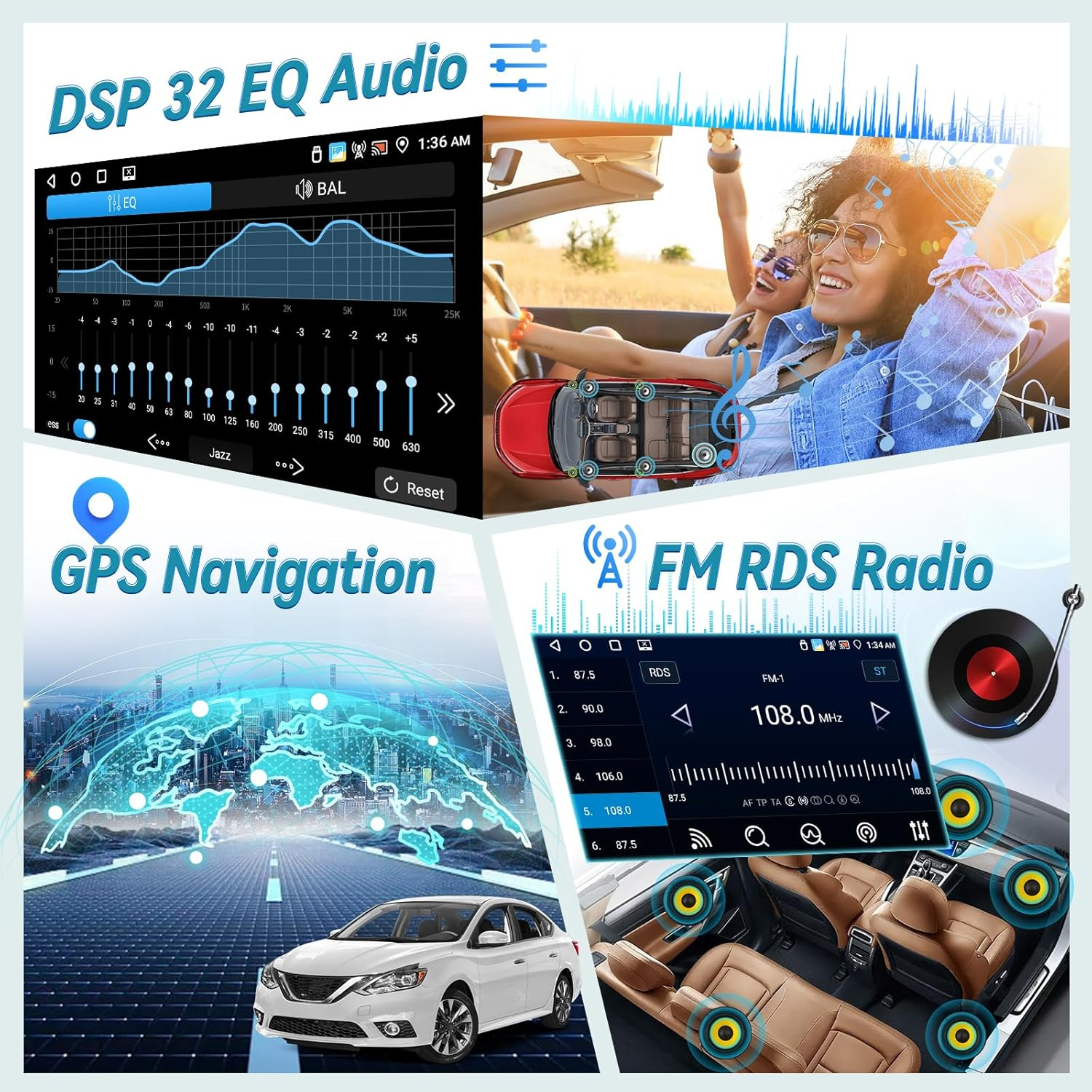 [4G+64G] for Toyota Camry Radio 2000 2001 2002 2003 2004 2005 2006, 9 Inch Android Touchscreen Camry Car Stereo, 32 EQ Audio/1280 * 720 Screen/Carplay/Android Auto/Swc/Bluetooth/Wifi image number 4