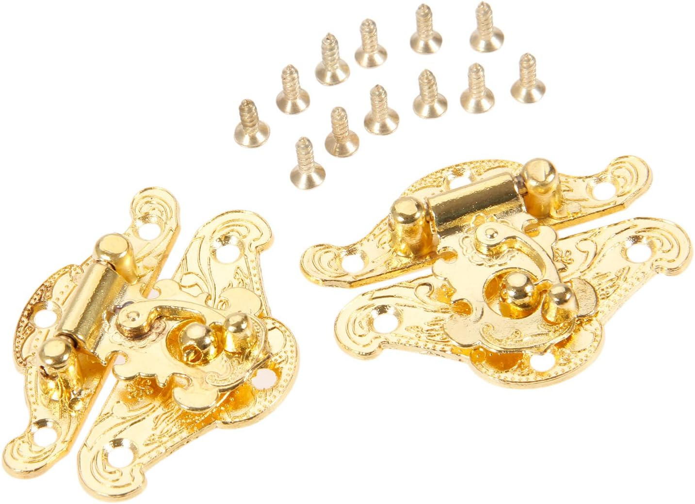 Dophee 2Pcs 1.50"X1.93" Gold Vintage Box Latch Hasps for Jewelry Wooden Box Lock Box Clasp image number 2