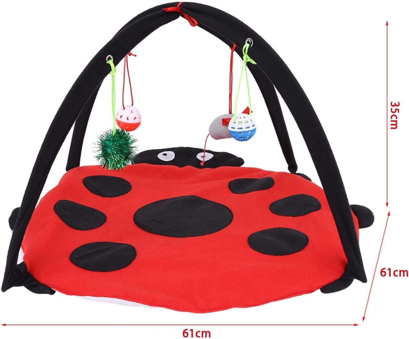 Cozioz Foldable Cat Activity Play Tent with Hanging Toys &ndash; Multi-Functional Cushion Bed and Exercise Center for Cats and Kittens image number 5