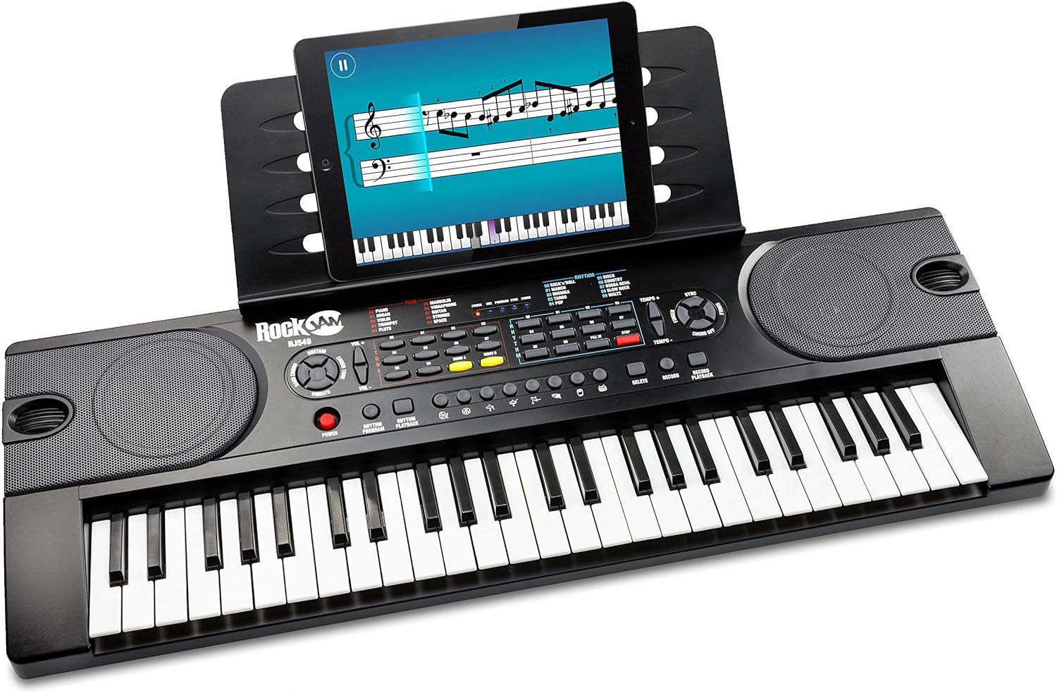 Rockjam RJ549 Rockjam 49-Key Portable Digital Piano Keyboard with Power Supply and Sheet Music Stand