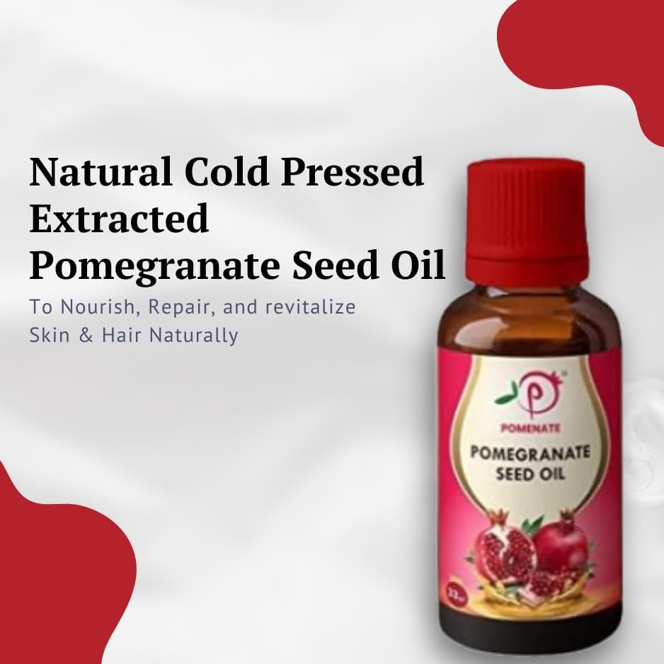 100% Pure and Natural Cold Pressed Extracted Pomegranate Seed Oil (33 Ml). for Skin Care, Hair Care, Anti-Ageing, Helps Reverse Skin Damage image number 1