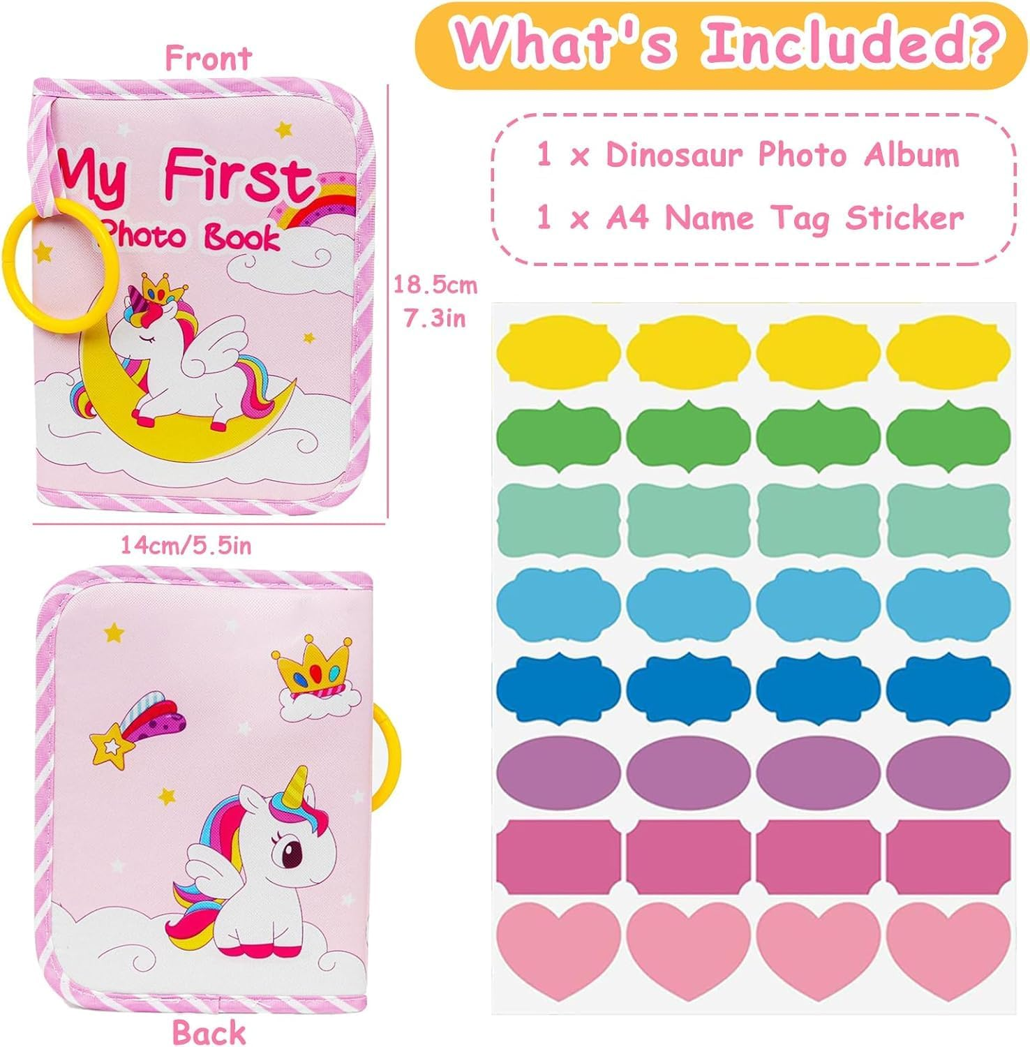 LALAASHHOP Soft Cloth Baby Photo Albums, Holds 17 4X6 Photos, Perfect for Newborn Toddler Memories, 1 Year Old Girl Boy Gifts Baby Shower Gifts (Pink Unicorn) image number 6