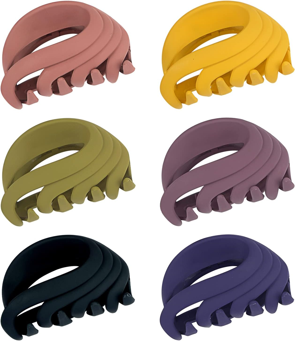 Claw Clips for Thin, Fine to Medium Hair - 2.6 Inch Strong Matte Flower Jaw Clips with Non-Slip Grip for Women, Girls & Kids, Gift Box Included (Black, Brown)