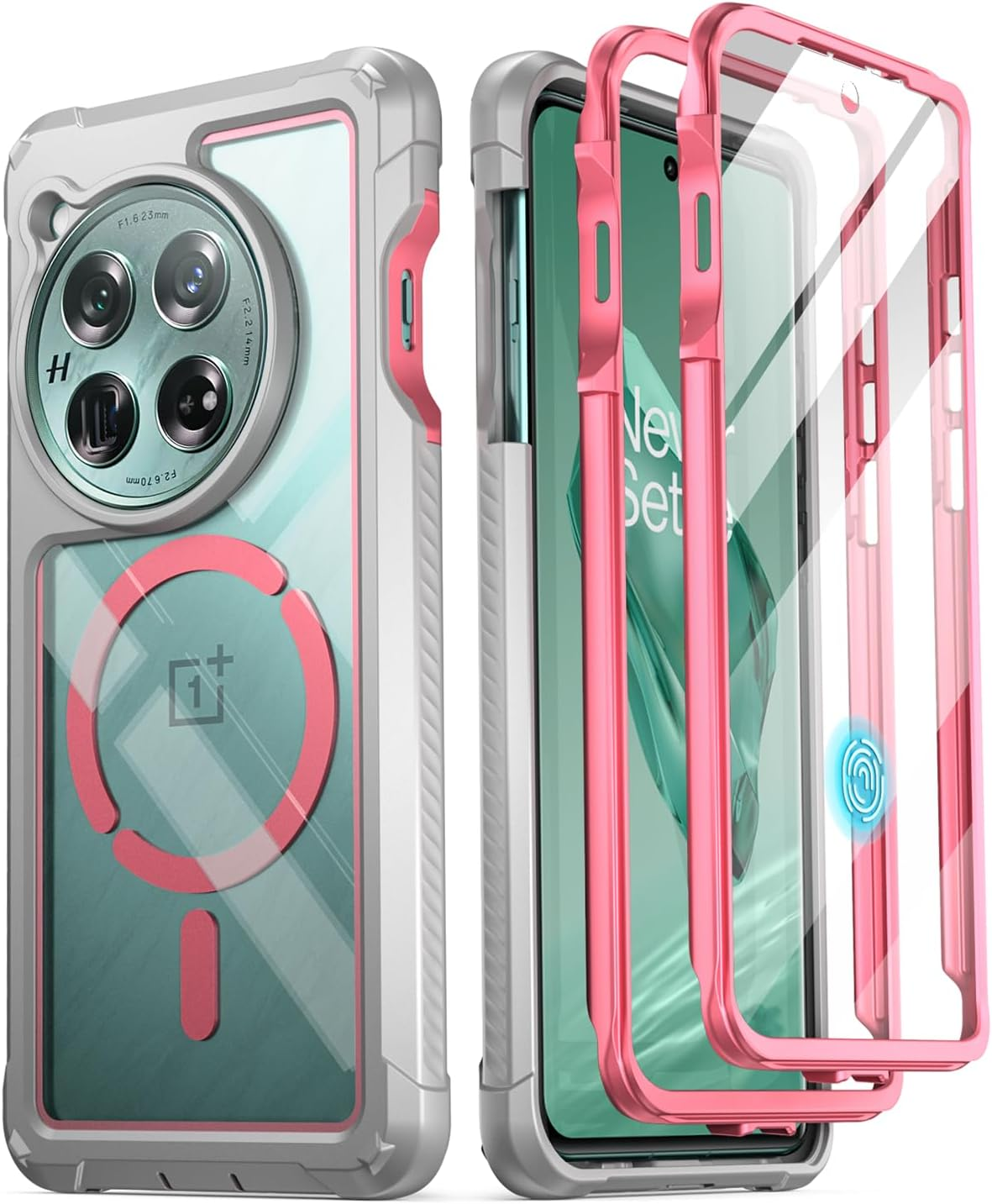 Poetic Guardian Case for Oneplus 12 5G (2024), Built-In Screen Protector [Work with Fingerprint ID], [2 Front Frame] [Wireless Charge] Full Body Shockproof Rugged Clear Cover Case, Green/Clear - Black image number 7