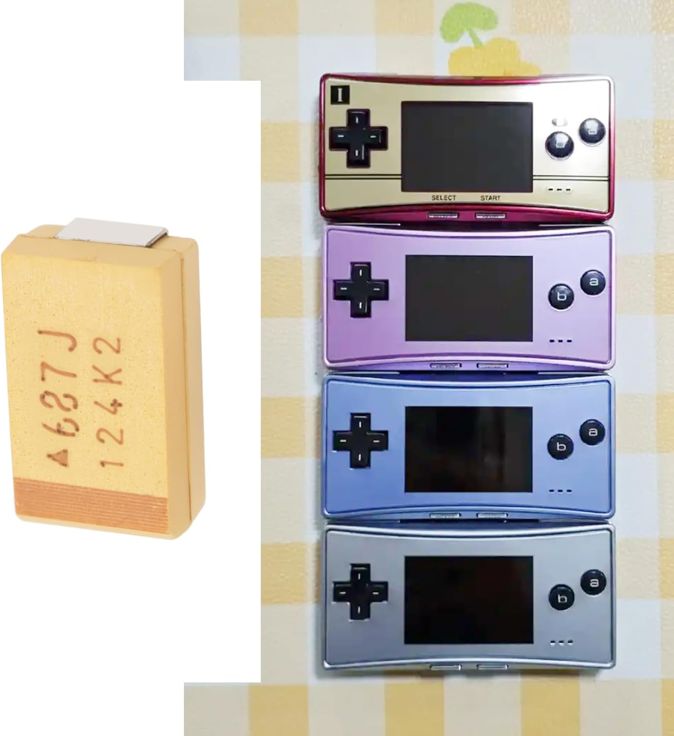 Emsea 3Pcs 687J 226D 107A Surface Mount Tantalum Capacitor Replacement Kit 6.3V-680Uf 20V-22Uf 10V-100Uf Compatible with Game Boy image number 3