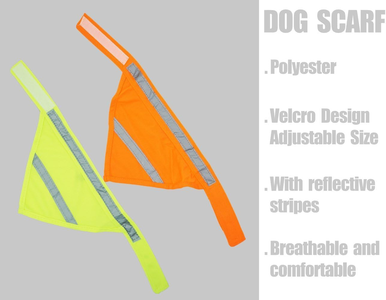 2-Piece Set of Pet Triangle Scarves, Dog Neck Reflective Light Drool Scarves, Pet Scarves (Fluorescent Green+Orange Red, L) image number 2