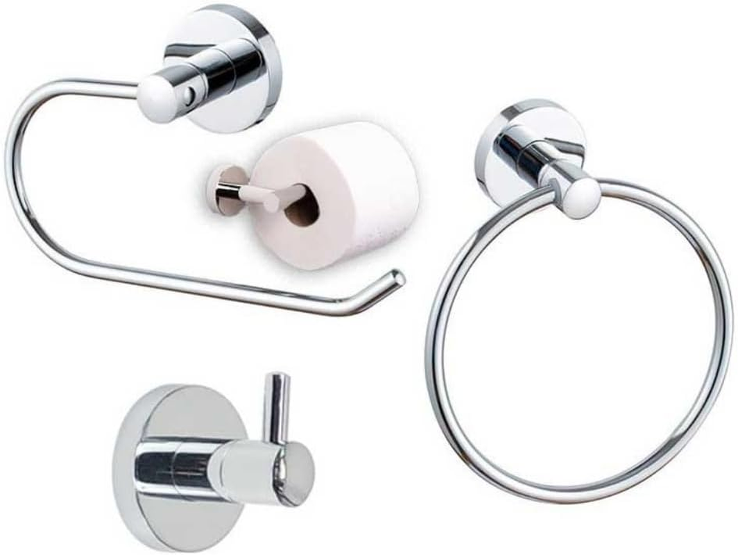 Circular 3-Piece Bathroom Hardware Set,Hand Towel Holder,Couple and Toilet Paper Holder,Wall Mounted Bathrooms Fixtures,Bathroom Accessories for Bathrooms Wall Mounted,Ideal for Bath,Kitchen,Rv image number 4