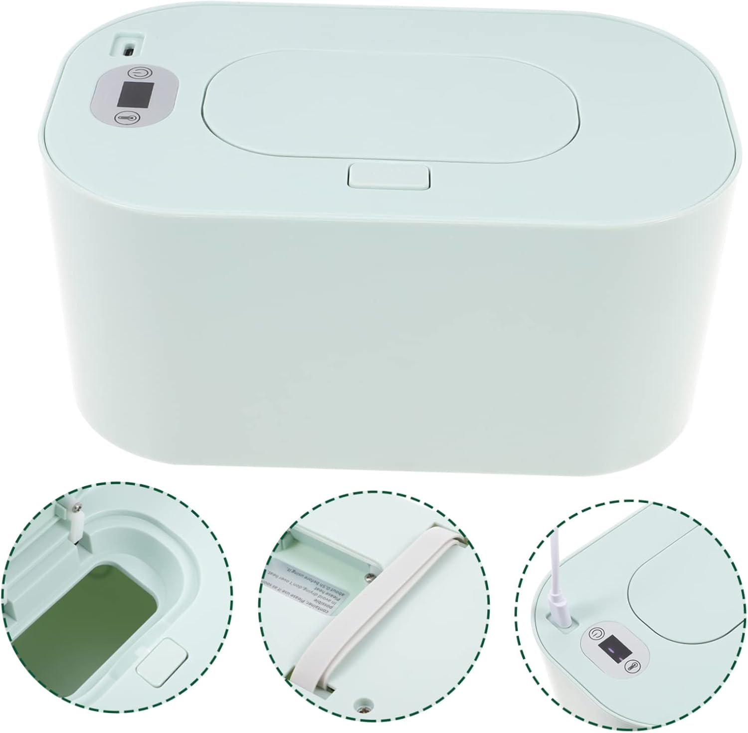 Abaodam Portable USB Baby Wipe Warmer Dispenser, Portable Wet Tissue Heater for Travel, Green Intelligent Wet Wipes Warmer Suitable for Baby Care and Diaper Use image number 5