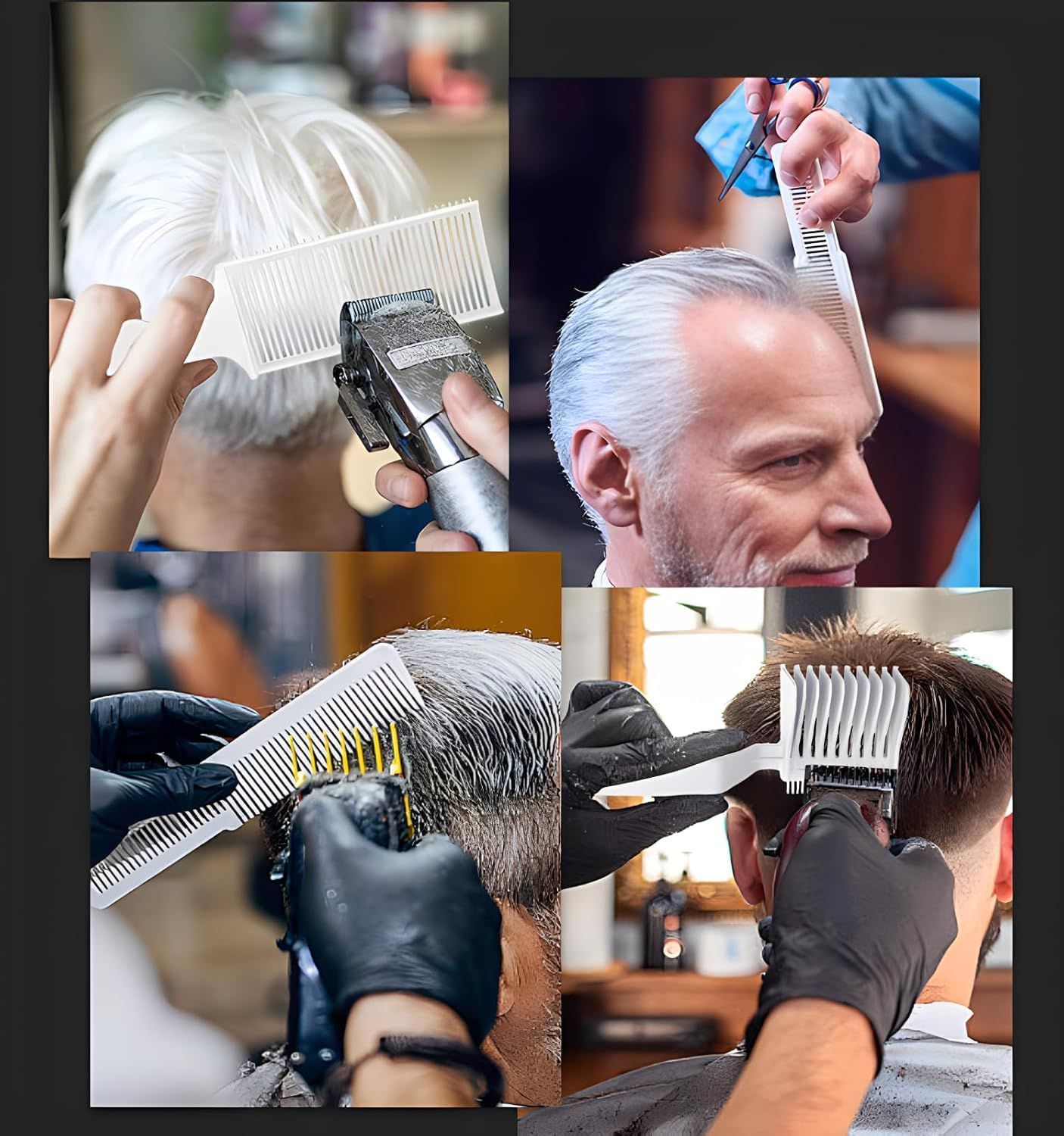 3 Pcs Fade Combs, Professional Hair Cutting Comb for Men Salon Hairdresser Styling Tools, Heat Resistant Clipper Comb Blending Flat Top Comb Positioning Curved Flat Top image number 1