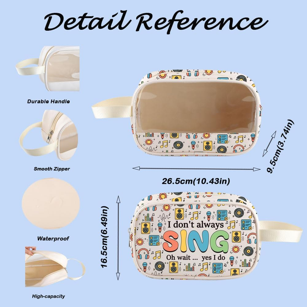 MNIGIU Funny Singer Gift Music Lover Gift I Don'T Always Sing Oh Wait Yes I Do Clear Cosmetic Bag Music Teacher Gift, Yes I Do Bag