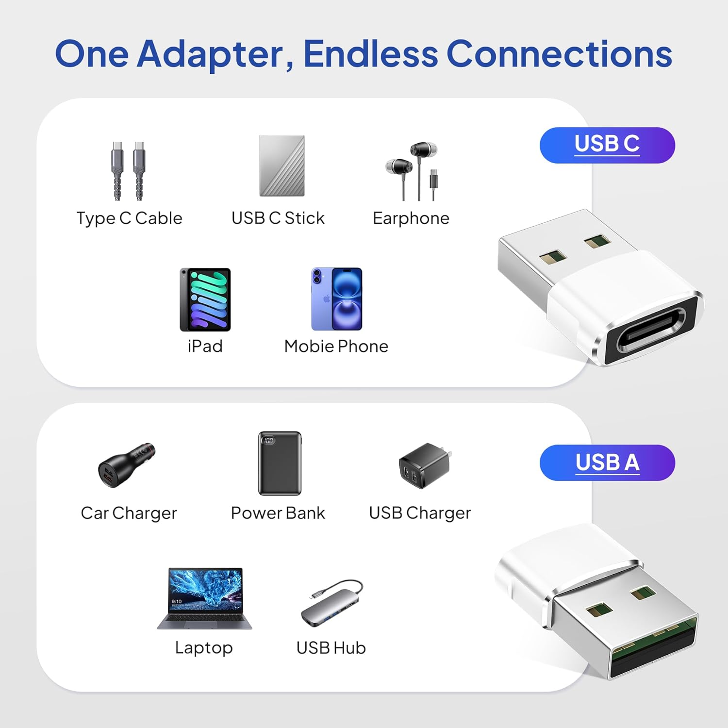 Elebase for Iphone 17 Air Pro Max Adapter,Usb to USB C Adaptor 4 Pack,Type C Female to USB a Male Charger Connector for Apple 16 15 14 13,Iwatch 11 10,Ipad 8 8Th 9 9Th 10Th Air 4Th 5 Mini 6 Generation image number 6