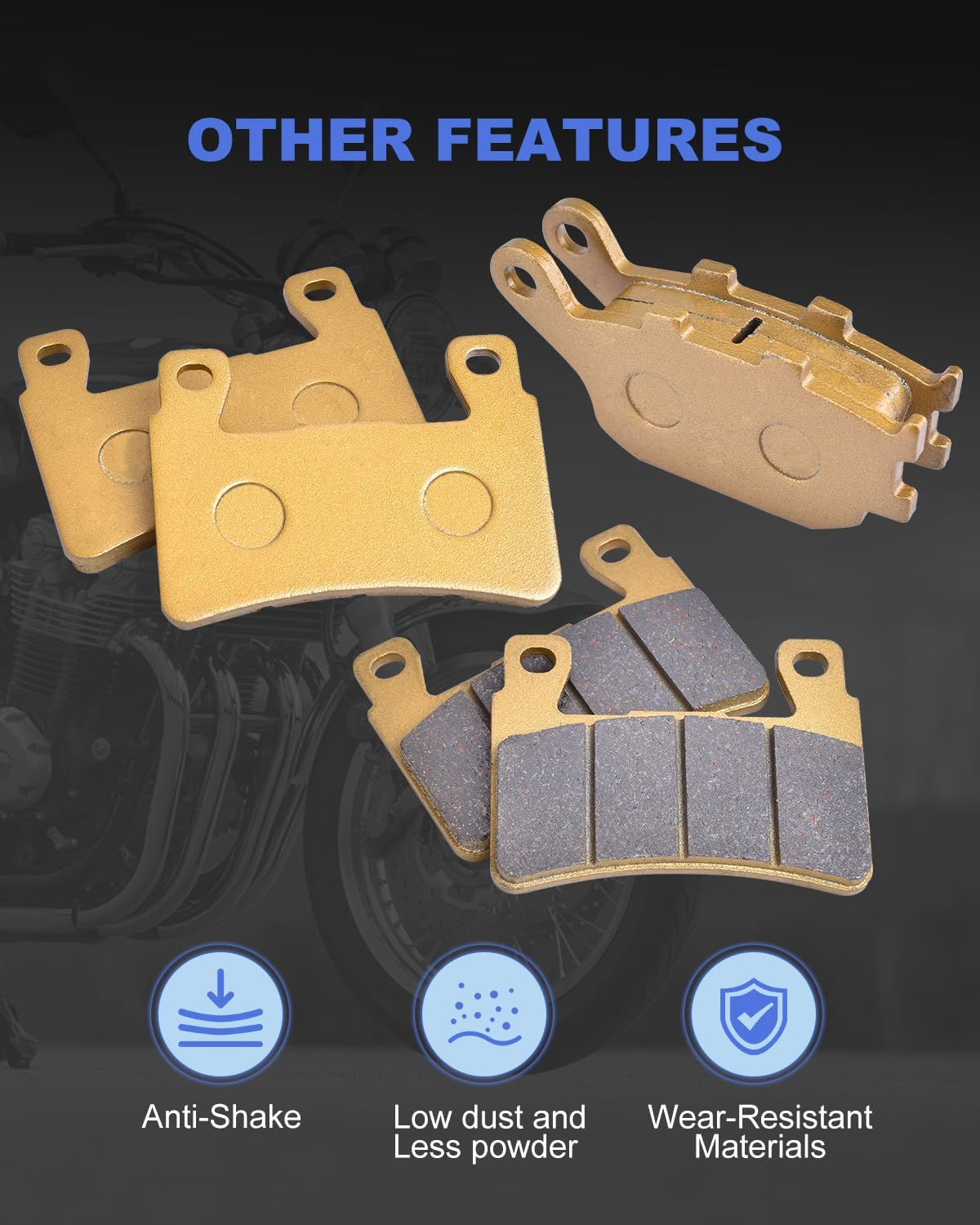 Brake Pads for Honda CBR600RR 2003-2004 CBR 600 F1 F2 F3 F4 F4I F5 F6 S/Port 1999-2007 CBR900RR Fire/Blade 1998-2003 CBR954 RR 2002-2003 CBR929 RR 2000-2001, 06455-MBW-E12 06435-MEE-016 image number 1