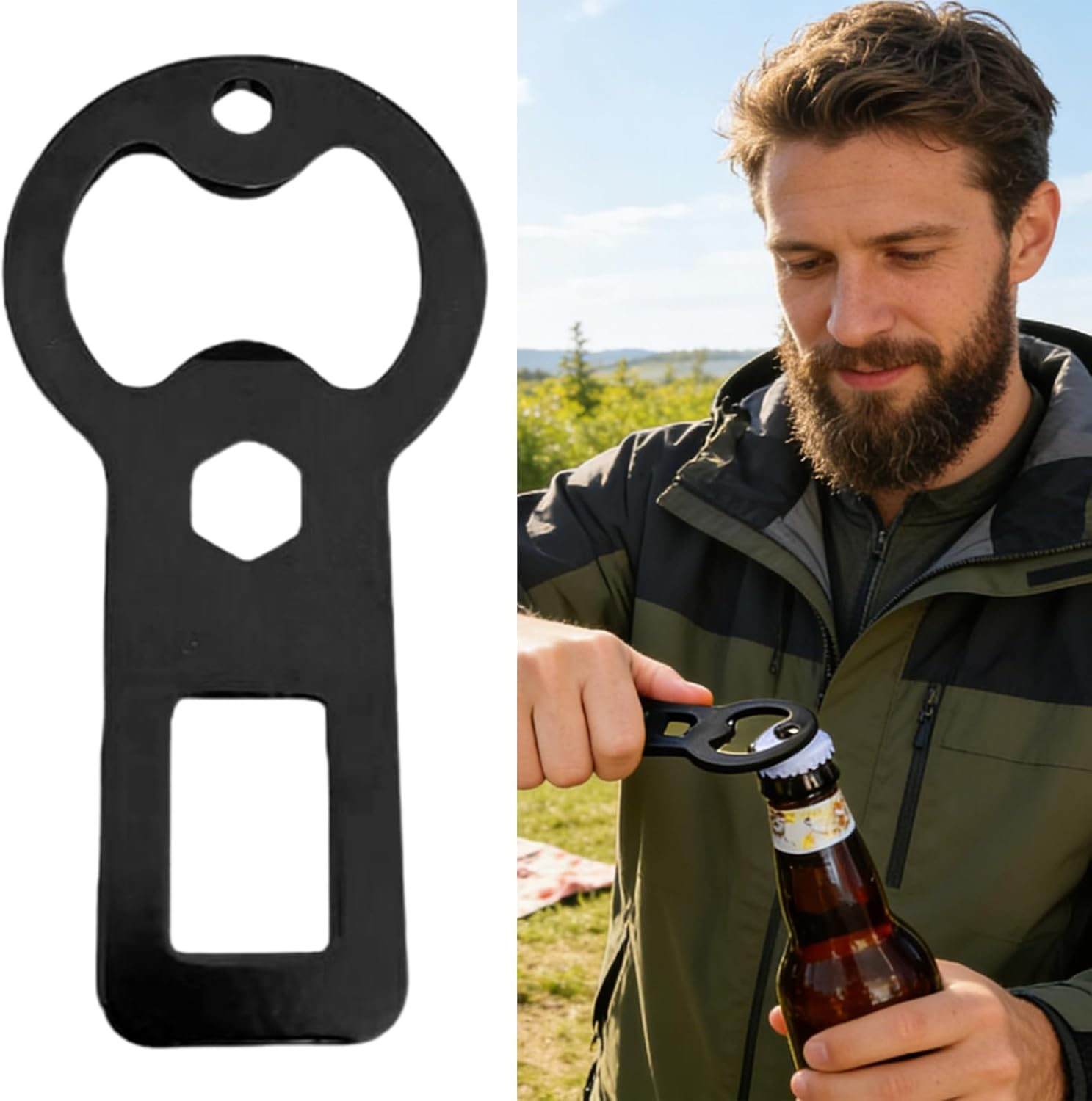 Heavy Duty Metal Keychain Bottle Opener, Cool Car Accessory Key Ring for Men, Portable Beer Opener for Backpack & Travel, Durable Camping & Hiking Tool, Unique Party Gift 178 image number 6