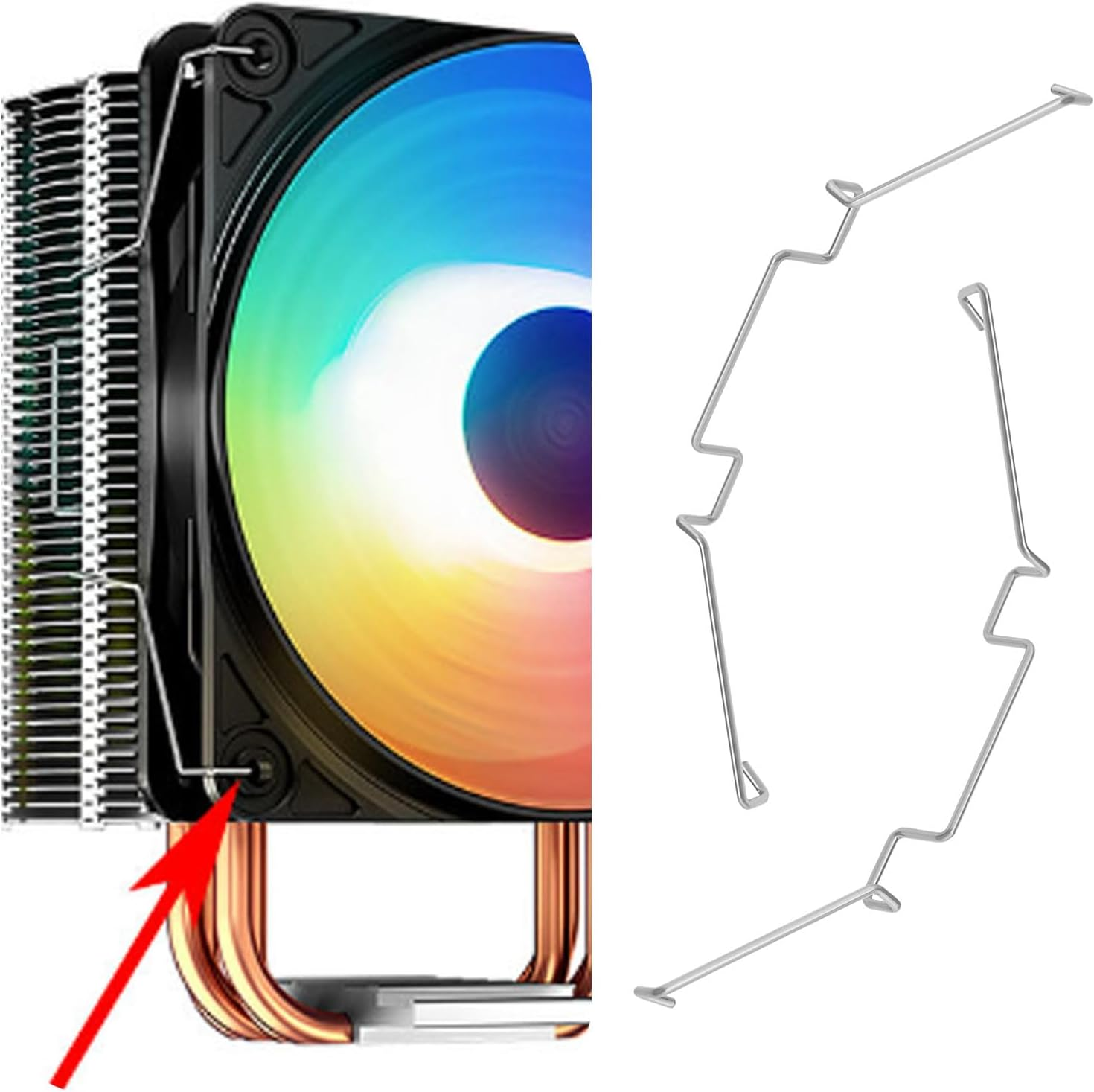 Create Idea 4Pcs 9Cm CPU Heatsink Fan Wire Buckle Stainless Steel Computer CPU Cooling Fan Clips Upper Hook Type Fixing Clip for Hollow Shaft Fans Compatible with Jonsbo CR1400 CR1200 image number 2