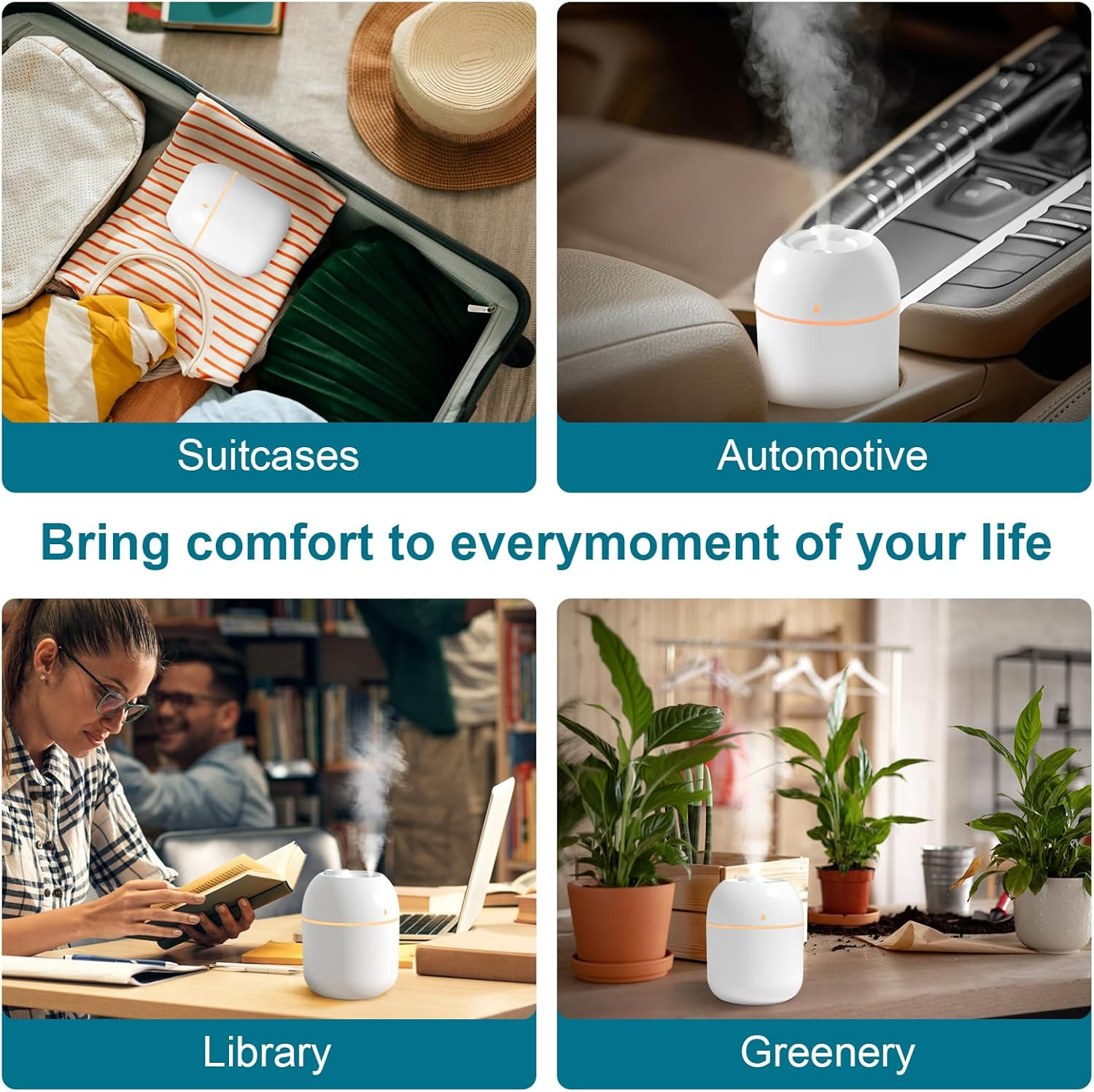 Portable Small Humidifier, USB Personal Desktop Humidifier for Car, Office Room, Bedroom, Auto Shut-Off, 2 Mist Modes, Super Quiet(220Ml, White) - Pink image number 4