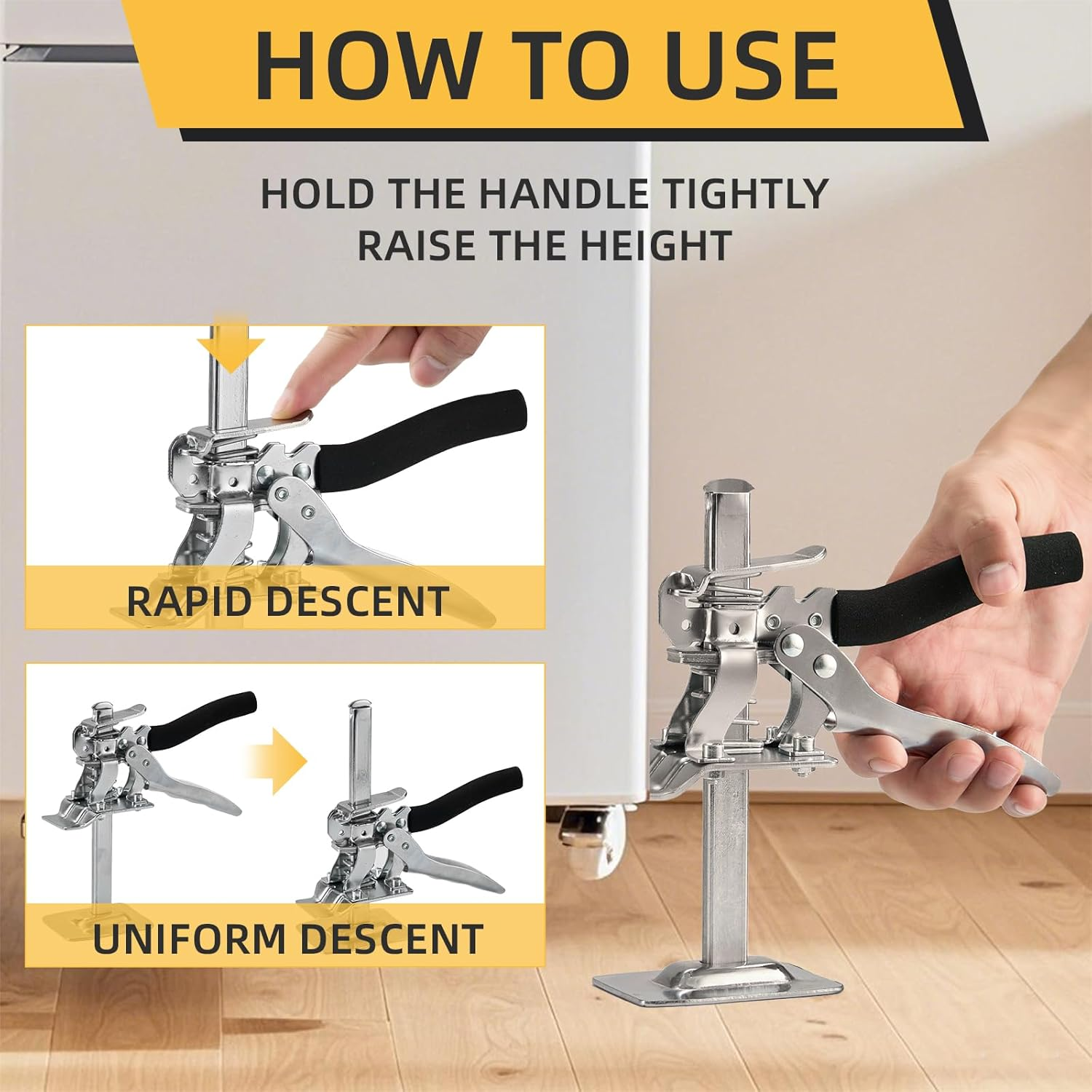 Labor-Saving Handle 2 Pack, 7.4 in Construction Jack, Wall Tile Locator, Multi-Function Height Adjustment Lifting Device, Door Panel Lifting Cabinet Jack, Dynamic Load 350 LB image number 5