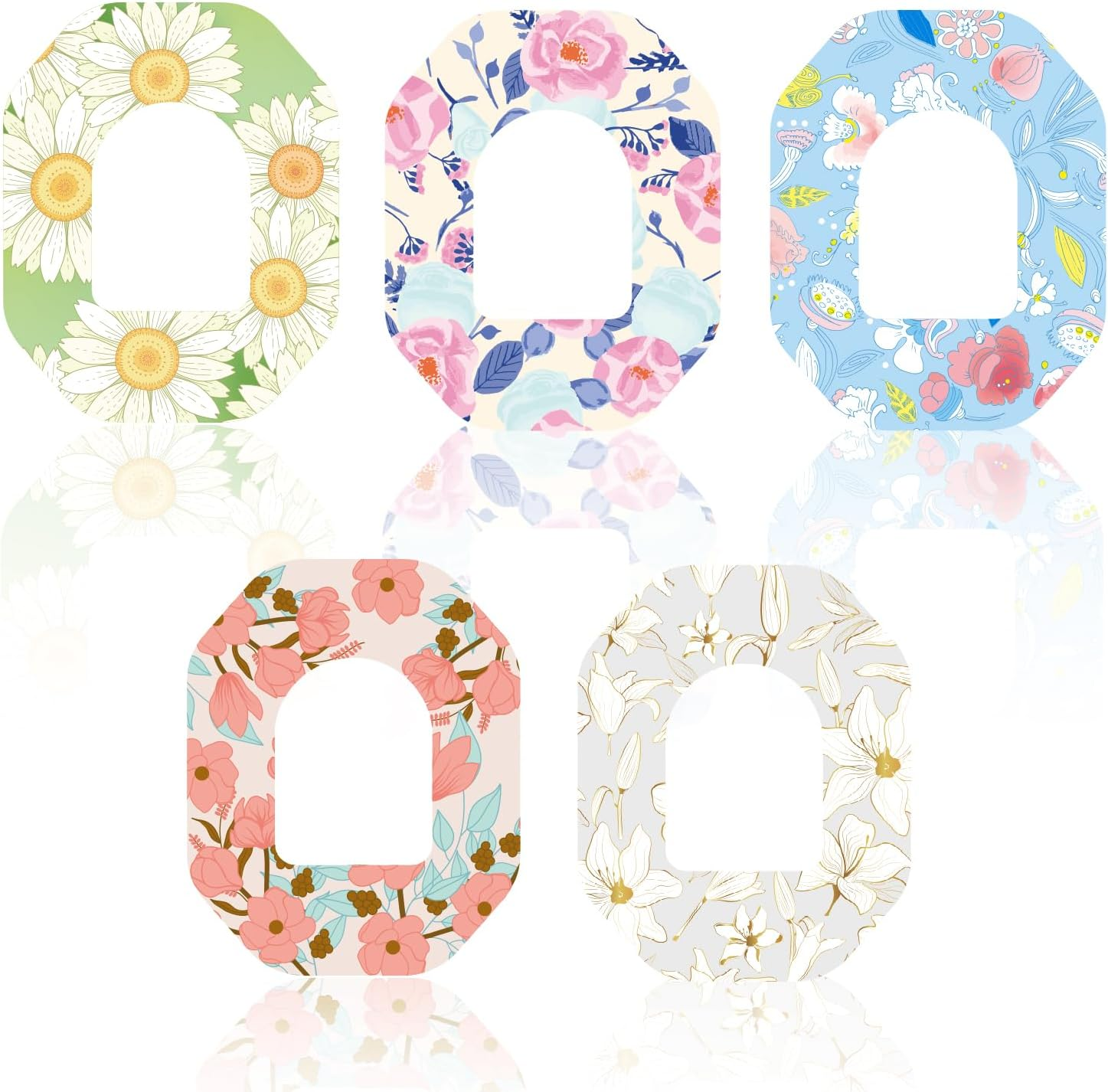 25Pcs Adhesive Patches for Omnipod 5, Colorful Flower Styles Waterproof CGM Sensor Covers Breathable Sensor Sticker Compatible with Omnipod 5 image number 5