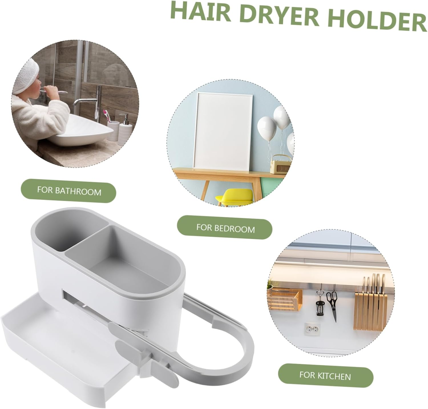 Outanaya Bathroom Wall Rack Hair Dryer Support Storage Multi-Function Hair Dryer Holder