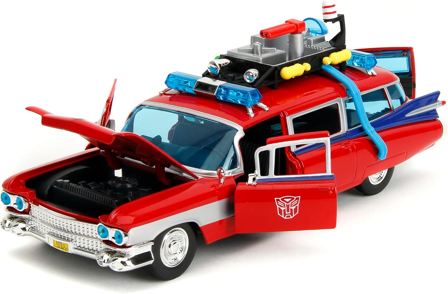 Jada Toys 1:24 Scale Hollywood Rides Ghostbusters ECTO-1 + Optimus Prime Mash-Up Diecast Vehicle image number 6