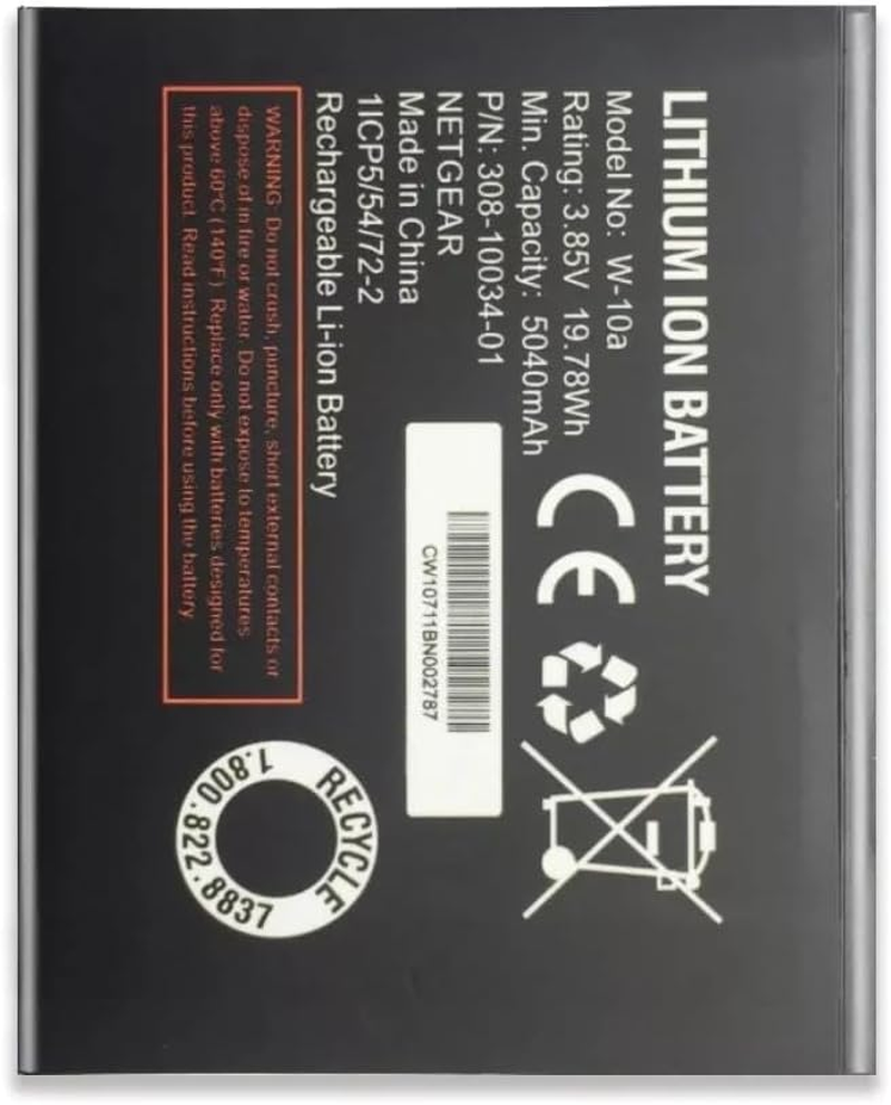 Compatible W-10 W10 Battery for Telstra Netgear Nighthawk M1 MR1100 Broadband Router