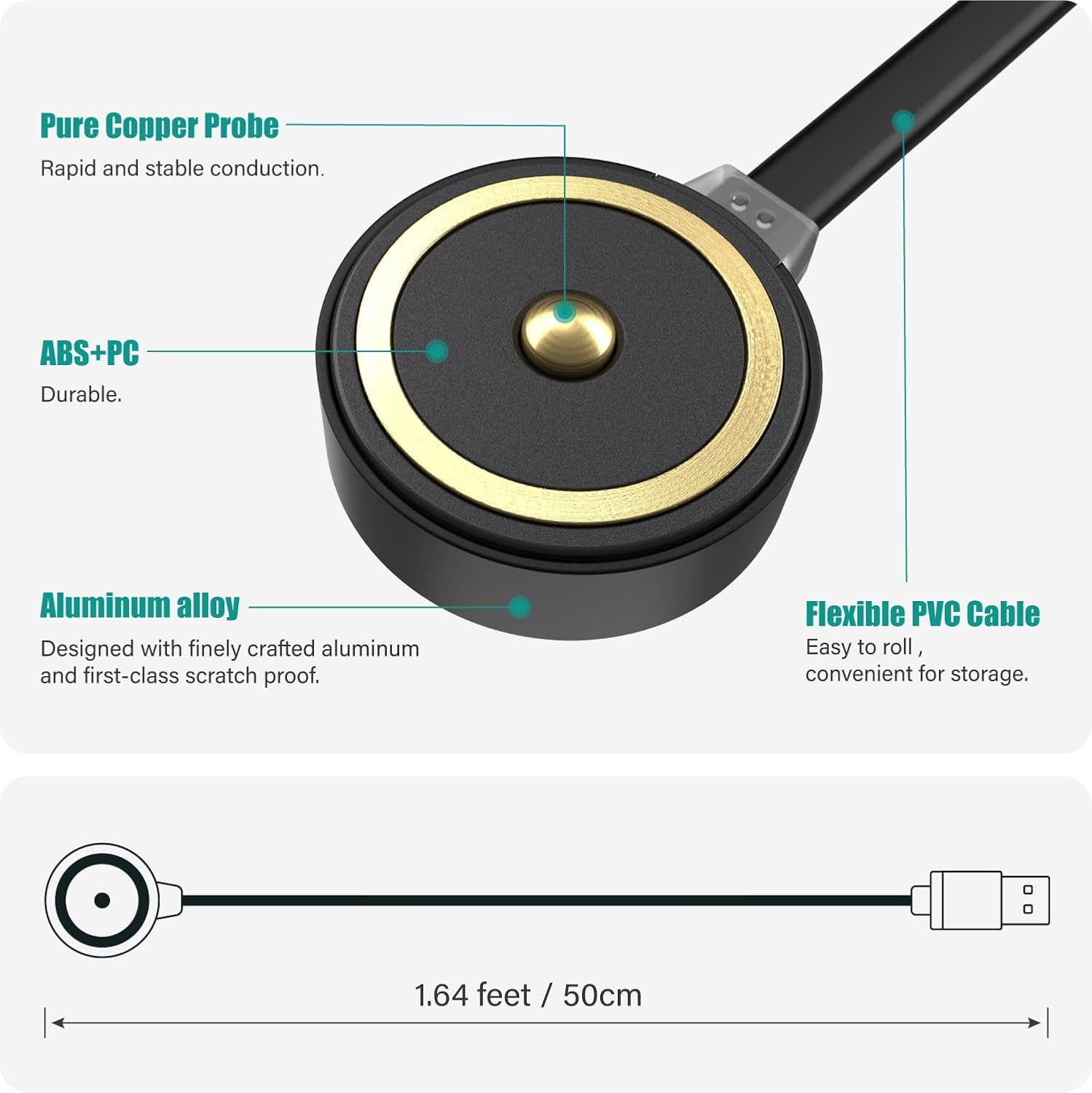 TUSITA MCC3 1A/1.5A/2A Magnetic Charger Compatible with Olight Flashlight Odin | Odin Mini | Pl-Pro | Baton3 | Warrior Mini2 | Perun 2 | Seeker 3 Pro | Warrior X3 3S | Baldr Pro R - 50CM - Red-Mcc3 image number 4