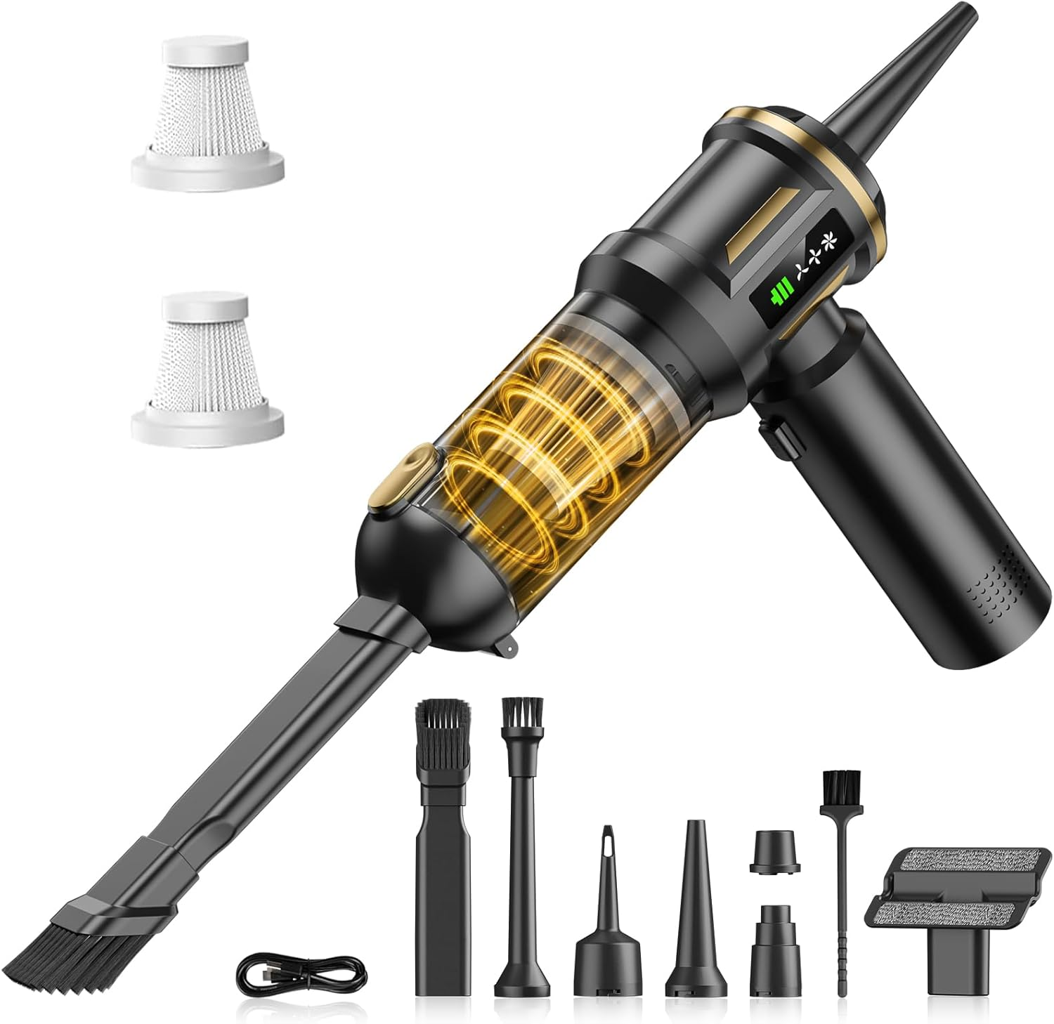 Car Vacuum Cleaner, Koreal 22000Pa Vacuum Cleaner with Brushless Motor, 4 in 1 High Power Handheld Vacuum Cleaner, Mini Vacuum with Grade Display for Home, Car, Office (Black)