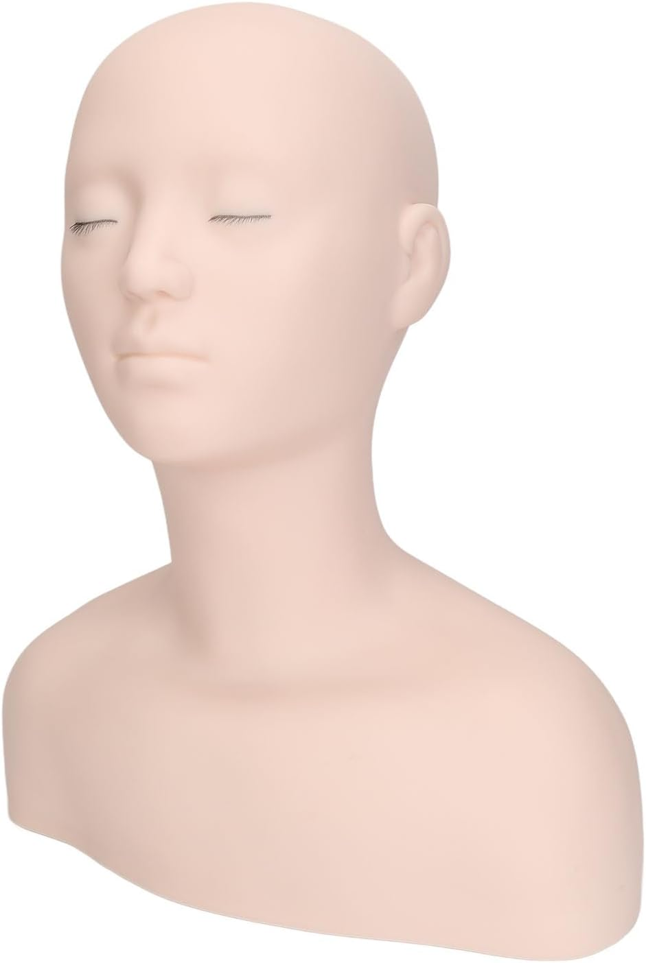 Cosmetic Mannequin Head Shoulder Elasticity Eyelash Skincare Practice Sample PVC Soft Rubber Chemical Fibre Half Body Makeup Display Training Tool image number 5