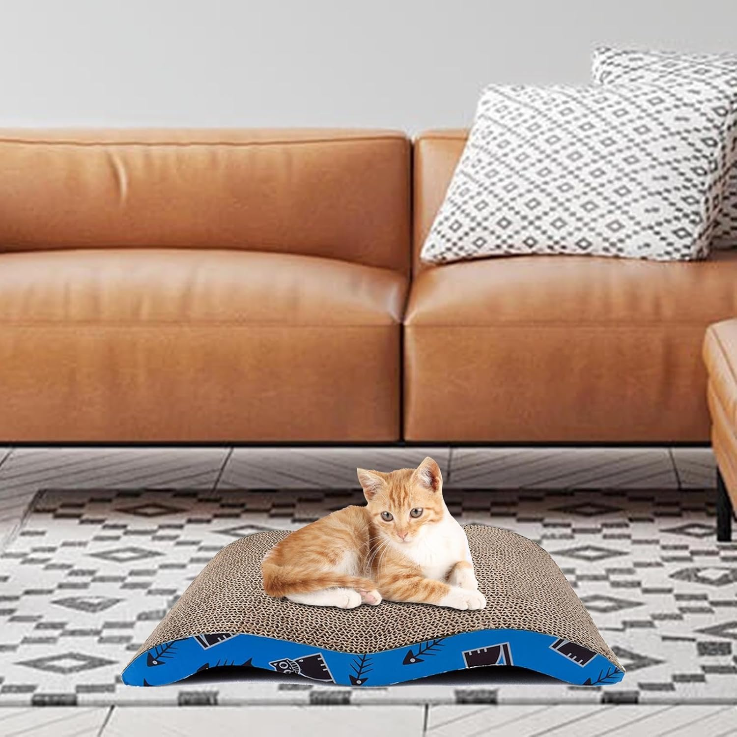 Cat Scratch Pad, Cat Scratcher Lounge Bed, Cat Scratching Board, round Cat Scratching Board, Cat Scratching Cardboard, Durable Cat Toy Ball Track for Furniture Protection, Supports Pet Behaviors image number 3