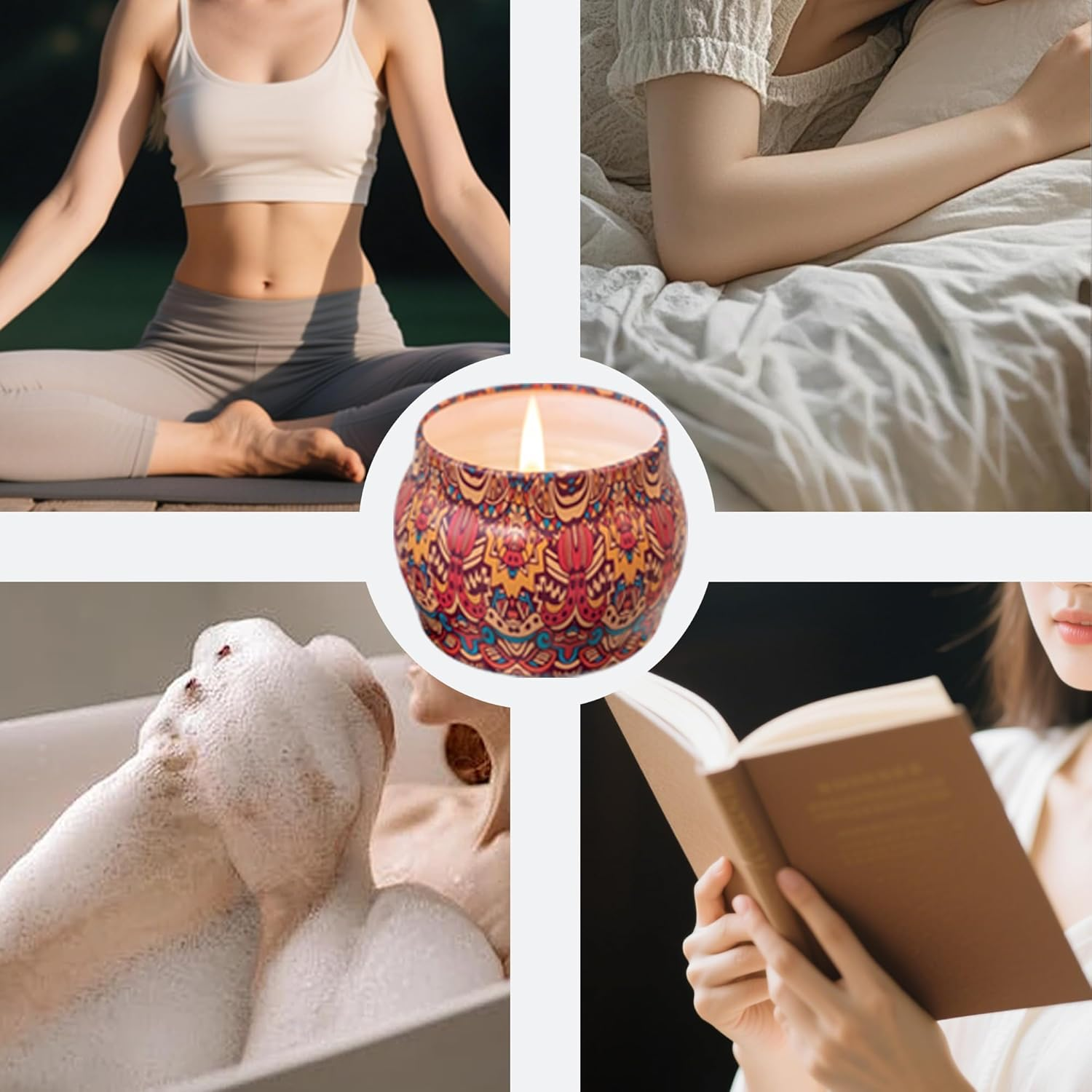 4 Pack Scented Candles Gift Set 130G X 4 Pure Natural Soy Wax, Portable Travel Aromatherapy Tin Jar DIY for Thanksgiving, Christmas, Valentine'S, Mother'S Day, Birthday, Women & Mom image number 5