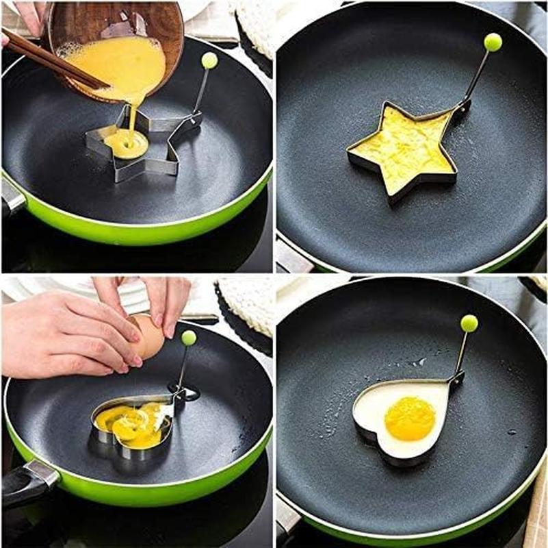 Stainless Steel Egg Shaper Cooking Kitchen Tools Pancake Mold, 6Pcs Stainless Steel Egg Ring Molds,Stainless Steel Fried Egg Pancake Shaper Omelette Mould Frying Egg Ring Pancake Mold Egg Cooking Tool image number 5