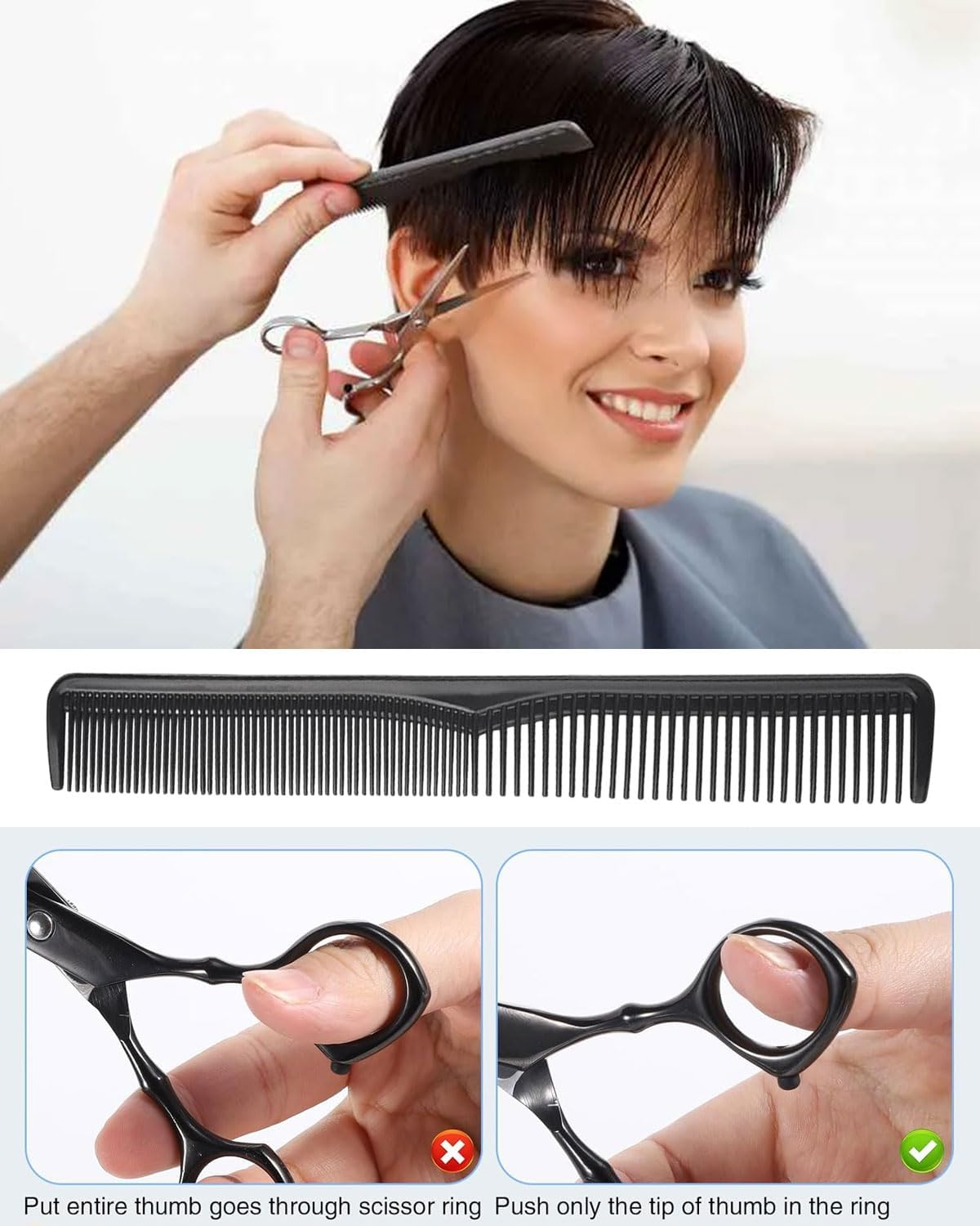 KEMUZ Hairdressing Scissors - Professional Hair Cutting Scissors - Premium Scissors Hair Cutting with Comb and Leather Case - Hair Scissors, for Men, Women, Adults, Beard Scissors, Hair Scissors image number 3