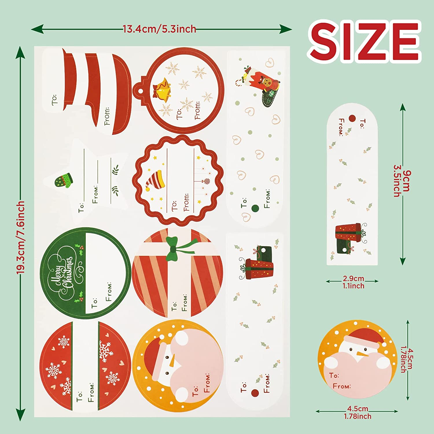 Hianjoo Gift Tags Stickers for Christmas, Gift Name Tags Stickers for Christmas Presents 112Pcs, 28 Designs Self-Adhesive Labels, to from Xmas Gift Tags Xmas Festival Birthday Wedding Decor image number 1